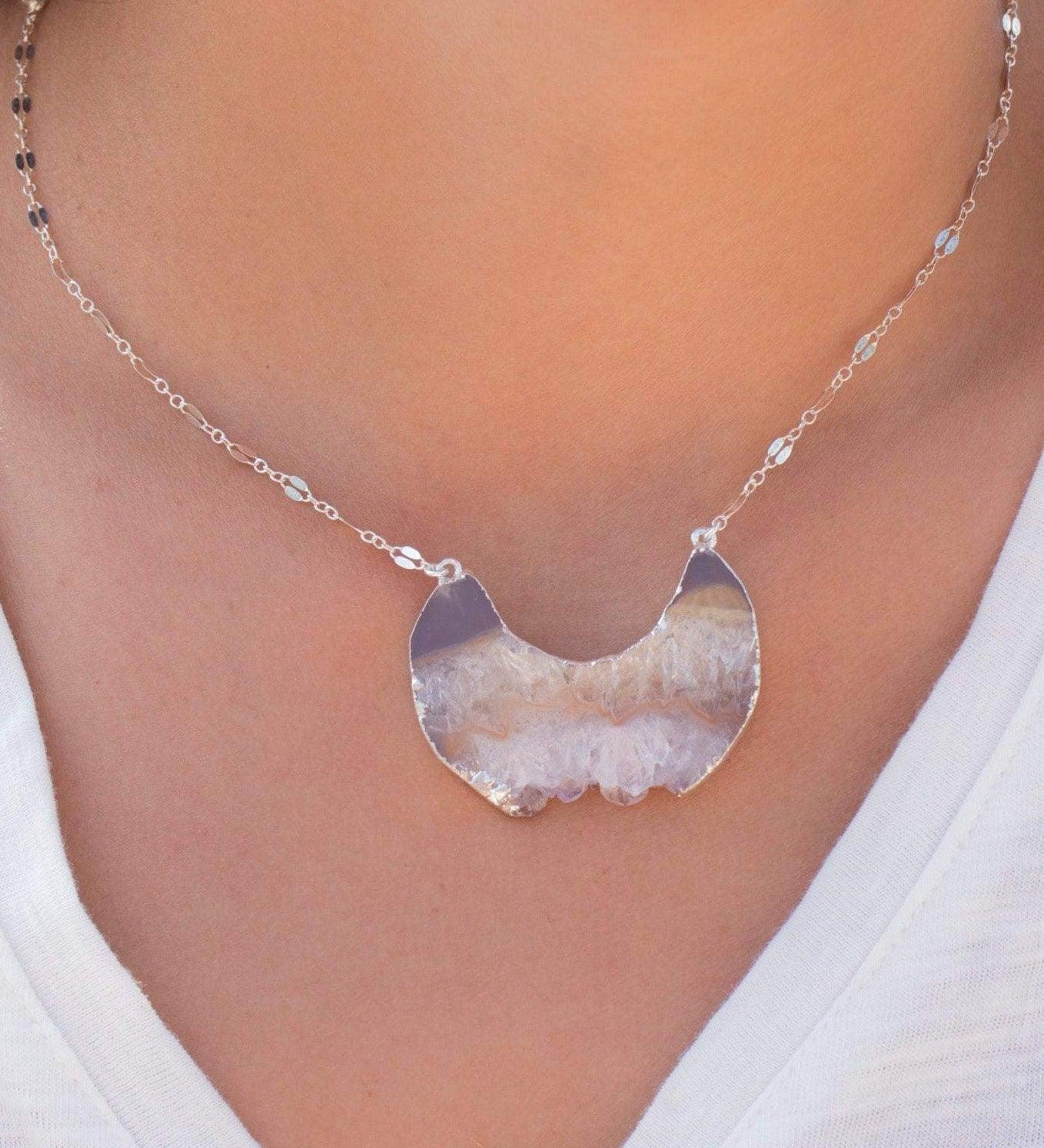 Slab Amethyst Necklace ~ Sterling Silver 925  or Gold Filled - Maresia Jewelry