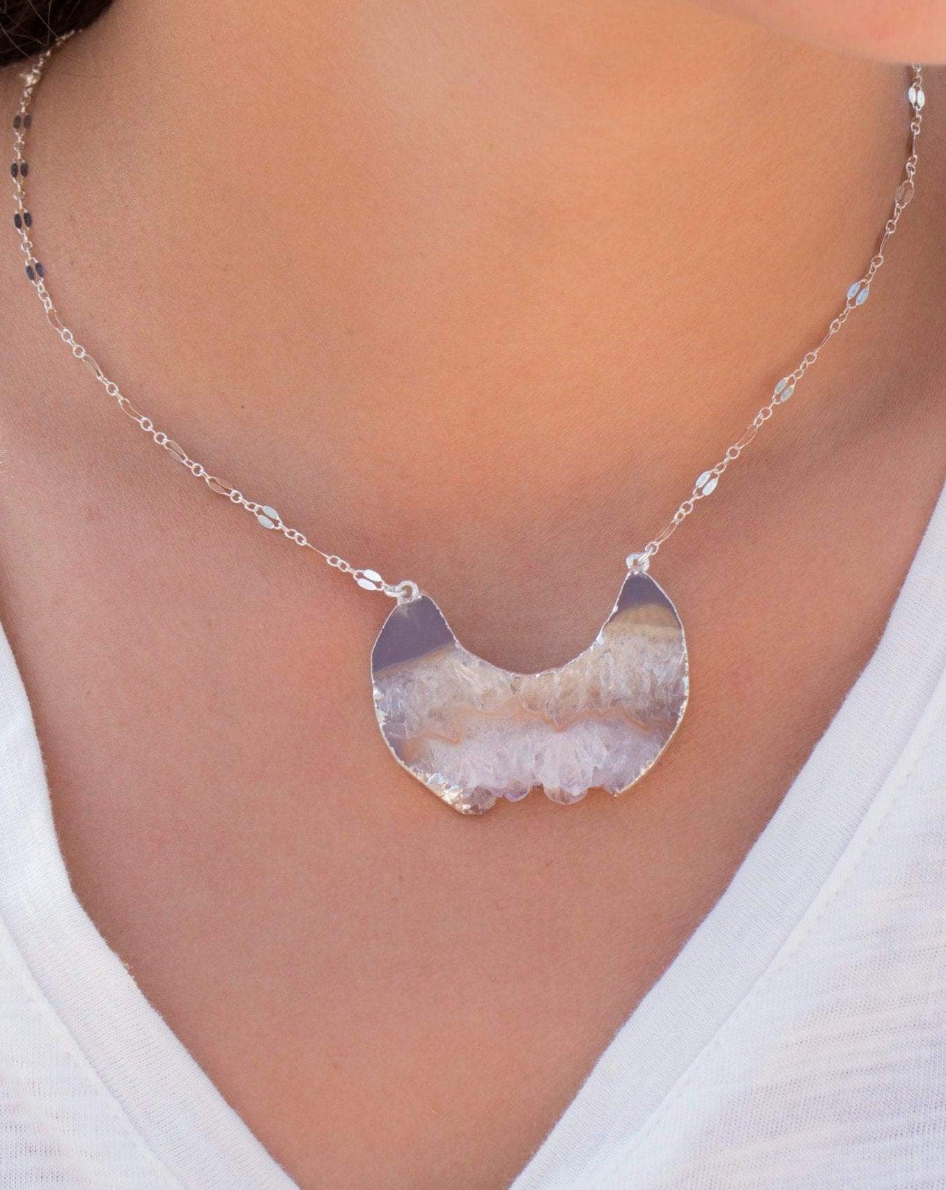 Slab Amethyst Necklace ~ Sterling Silver 925  or Gold Filled - Maresia Jewelry
