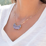 Slab Amethyst Necklace ~ Sterling Silver 925  or Gold Filled - Maresia Jewelry