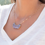 Slab Amethyst Necklace ~ Sterling Silver 925  or Gold Filled - Maresia Jewelry