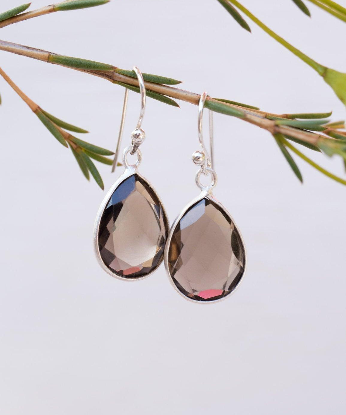 Smoky Quartz Earrings ~ Sterling Silver 925 ~ Bohemian ~ Gemstone ~ Dangle ~ Handmade ~ Jewelry ~ Gift for her ~Maresi ~Boho~Tear Drop~ME123 - Maresia Jewelry