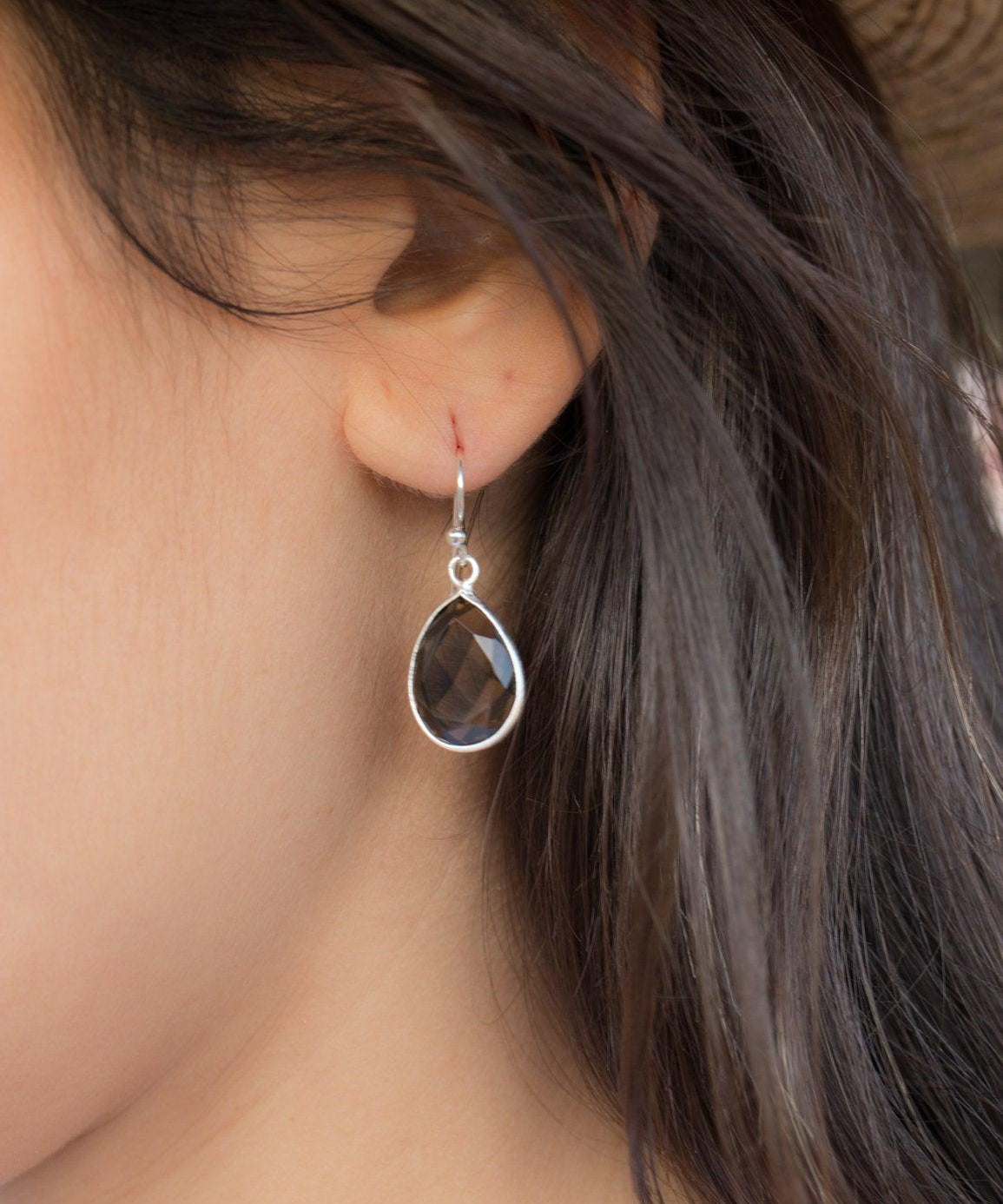 Smoky Quartz Earrings ~ Sterling Silver 925 ~ Bohemian ~ Gemstone ~ Dangle ~ Handmade ~ Jewelry ~ Gift for her ~Maresi ~Boho~Tear Drop~ME123 - Maresia Jewelry