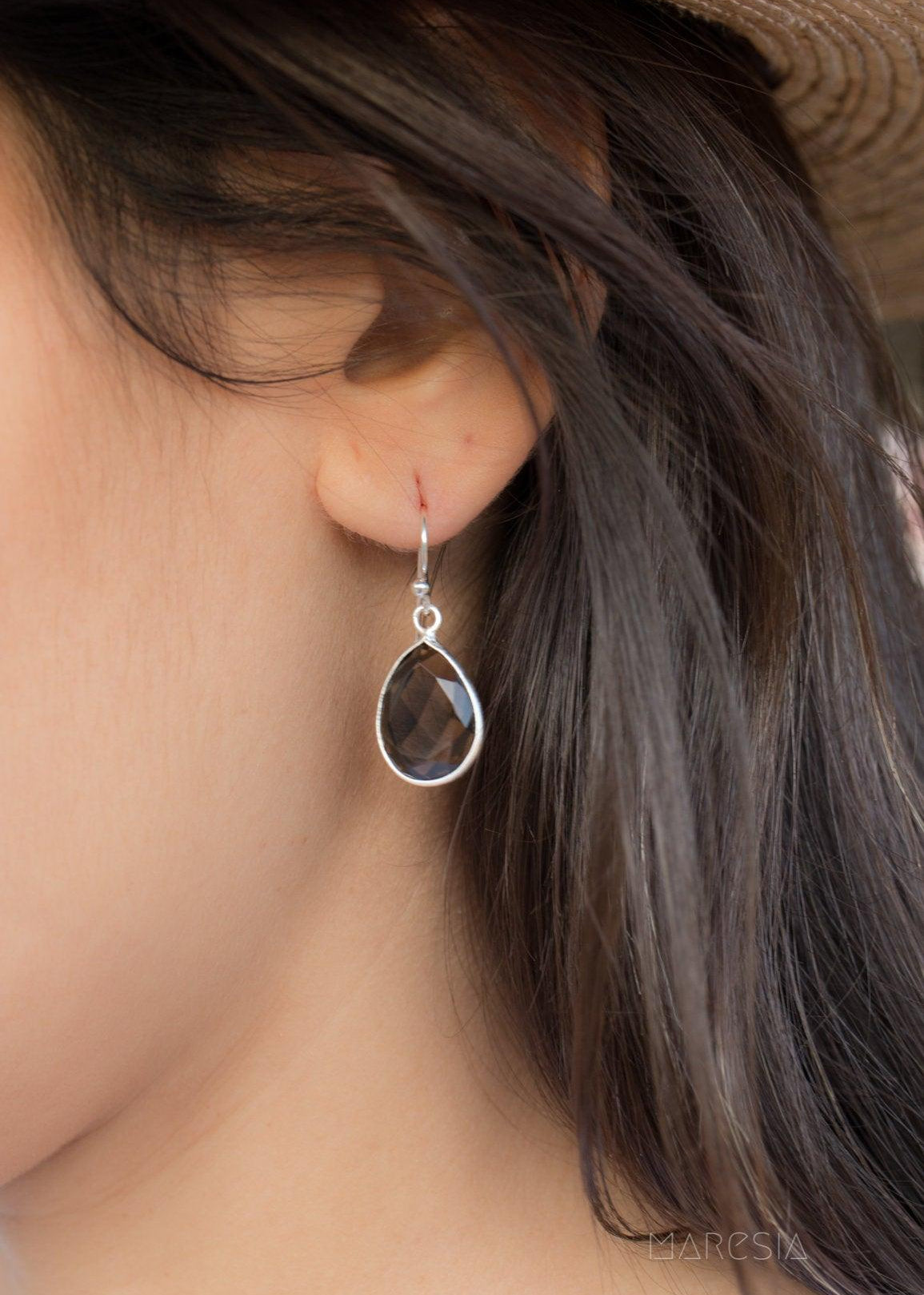 Smoky Quartz Earrings ~ Sterling Silver 925 ~ Bohemian ~ Gemstone ~ Dangle ~ Handmade ~ Jewelry ~ Gift for her ~Maresi ~Boho~Tear Drop~ME123 - Maresia Jewelry