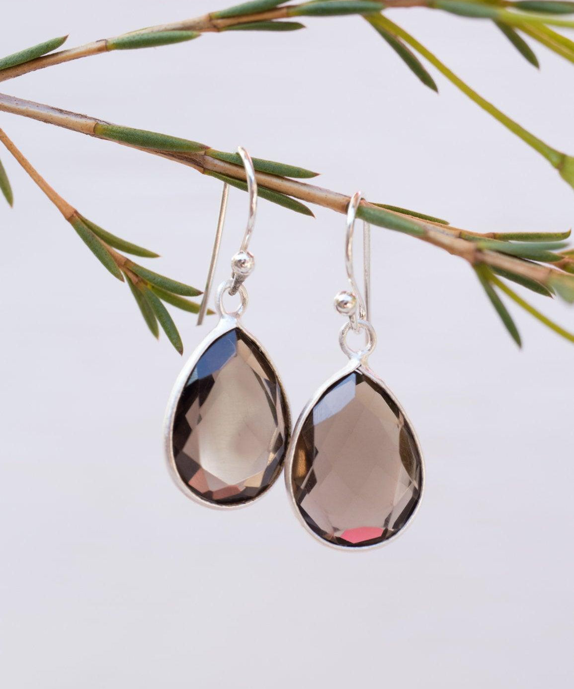 Smoky Quartz Earrings ~ Sterling Silver 925 ~ Bohemian ~ Gemstone ~ Dangle ~ Handmade ~ Jewelry ~ Gift for her ~Maresi ~Boho~Tear Drop~ME123 - Maresia Jewelry