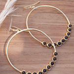 Smoky Quartz Large Round 18k Gold Plated Earrings ~ Gemstone ~ Dangle Earrings ~Boho design ~ Handmade ~ Jewelry ~ Gift for her ~ ME209