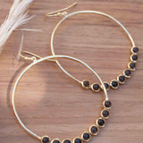 Smoky Quartz Large Round 18k Gold Plated Earrings ~ Gemstone ~ Dangle Earrings ~Boho design ~ Handmade ~ Jewelry ~ Gift for her ~ ME209