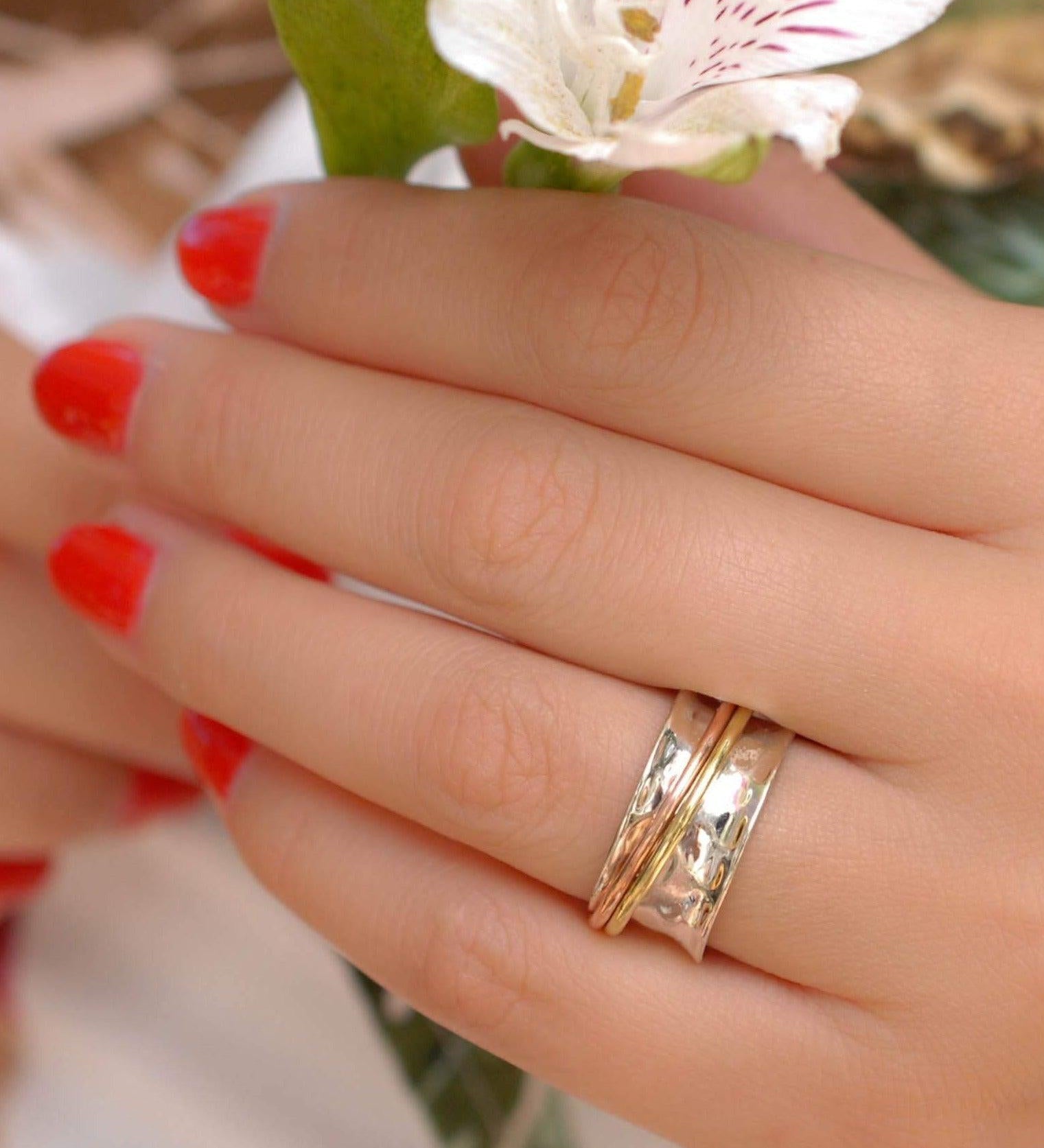Spinner Ring ~Sterling Silver 925 & Copper & Bronze ~MS001 - Maresia Jewelry