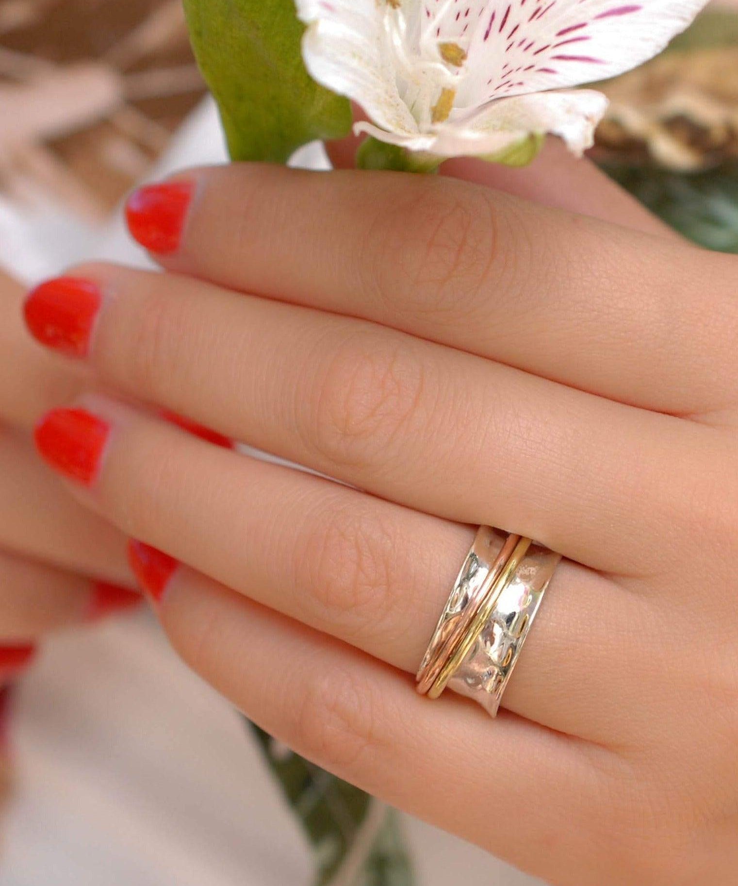 Spinner Ring ~Sterling Silver 925 & Copper & Bronze ~MS001 - Maresia Jewelry