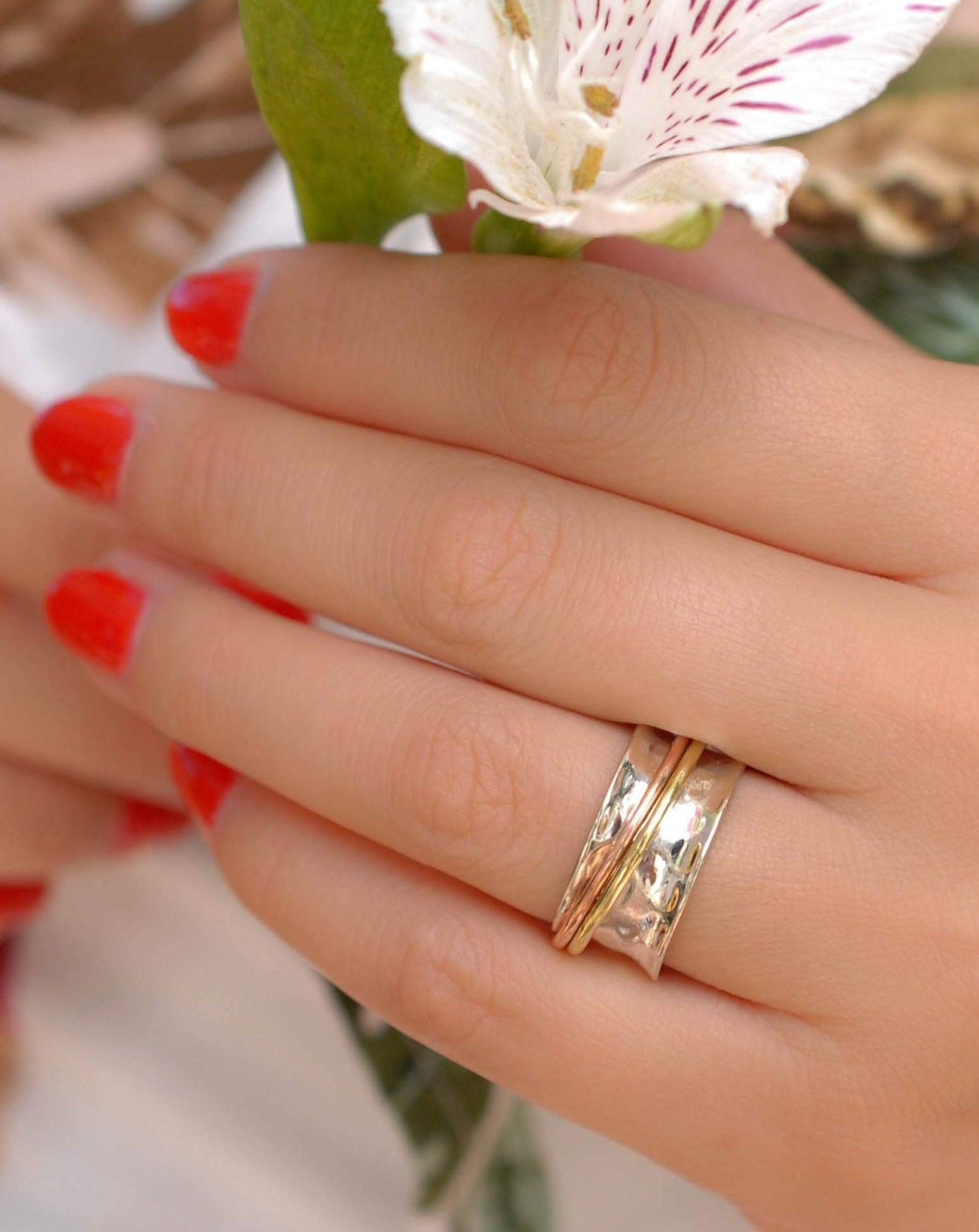 Spinner Ring ~Sterling Silver 925 & Copper & Bronze ~MS001 - Maresia Jewelry