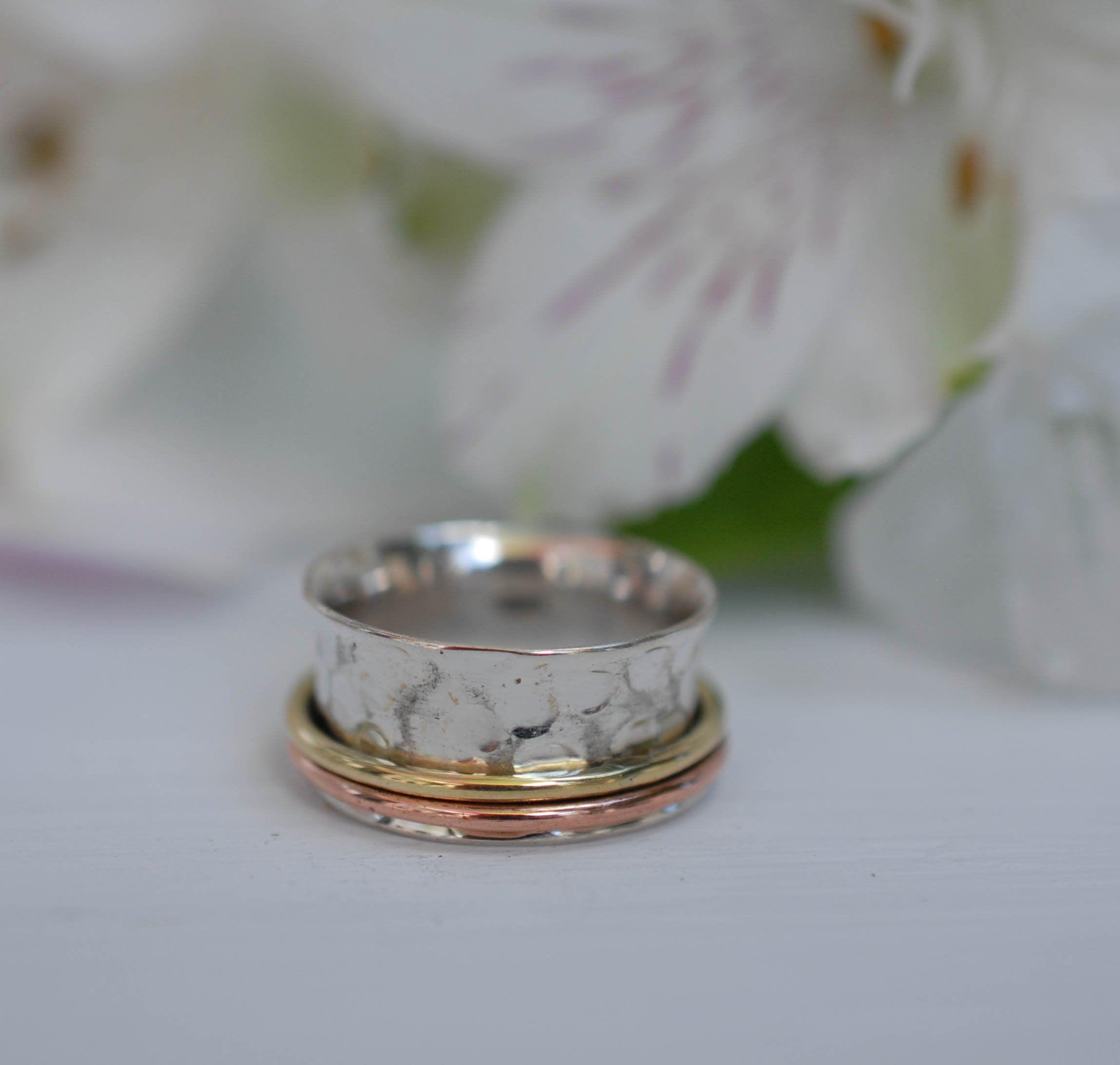 Spinner Ring ~Sterling Silver 925 & Copper & Bronze ~MS001 - Maresia Jewelry