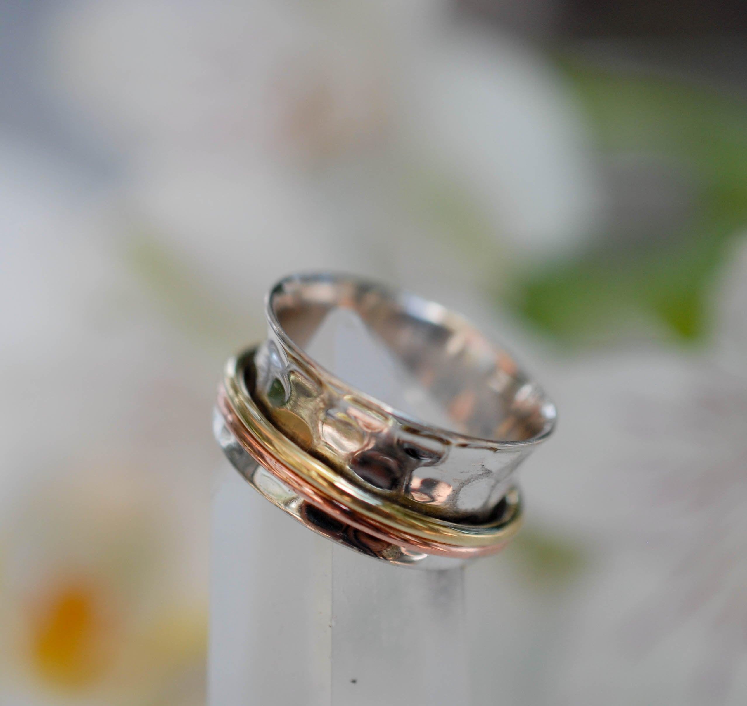 Spinner Ring ~Sterling Silver 925 & Copper & Bronze ~MS001 - Maresia Jewelry