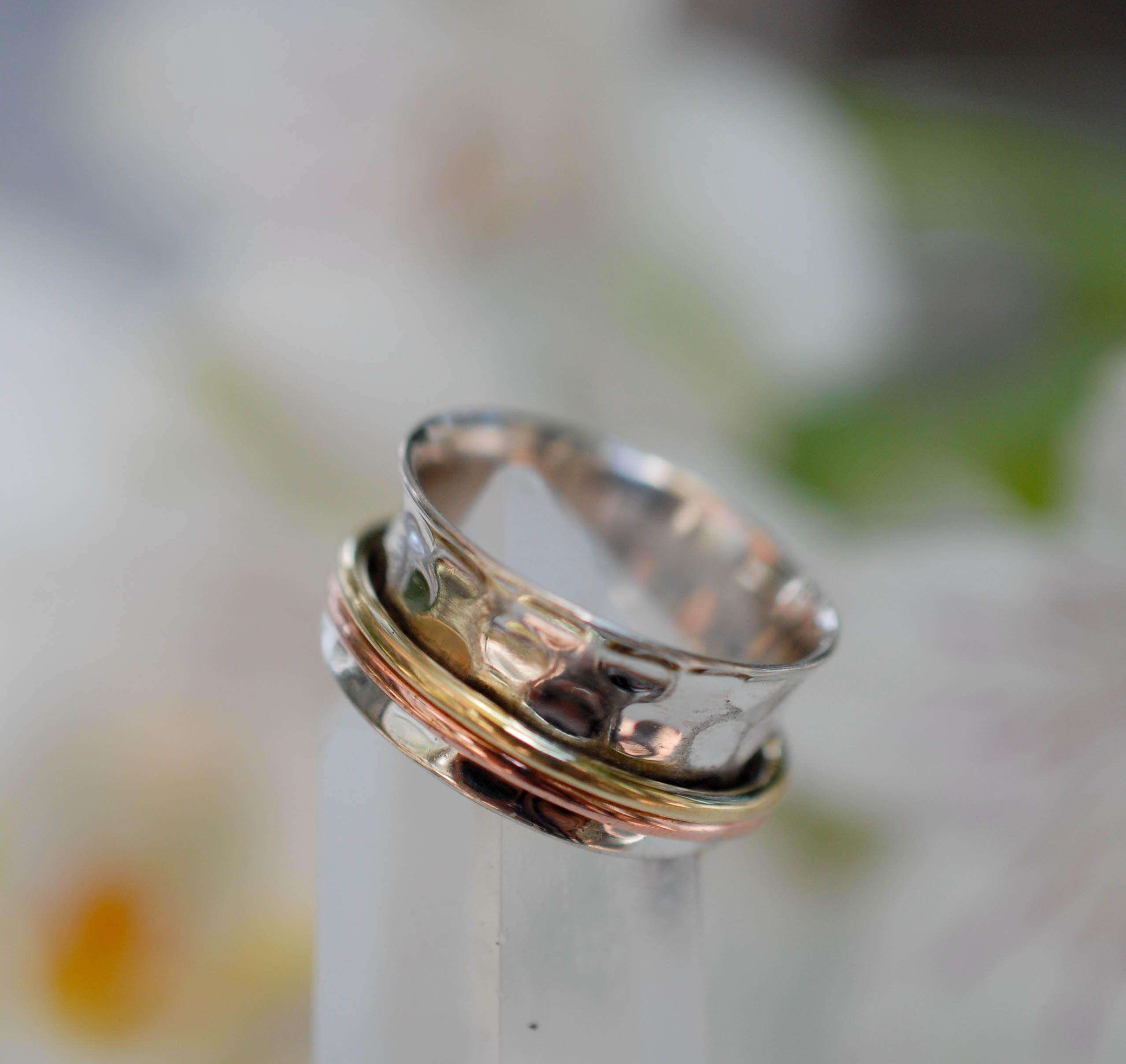 Spinner Ring ~Sterling Silver 925 & Copper & Bronze ~MS001 - Maresia Jewelry