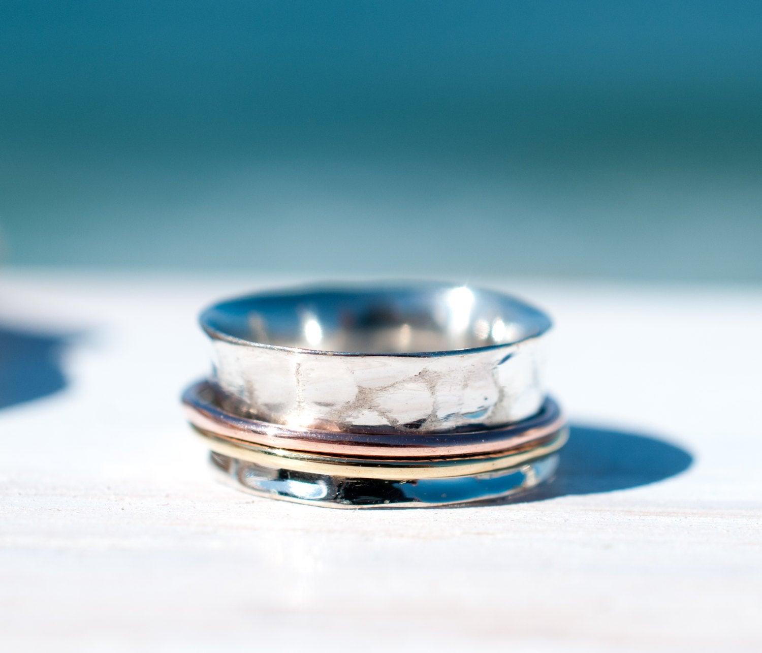 Spinner Ring ~Sterling Silver 925 & Copper & Bronze ~MS001 - Maresia Jewelry