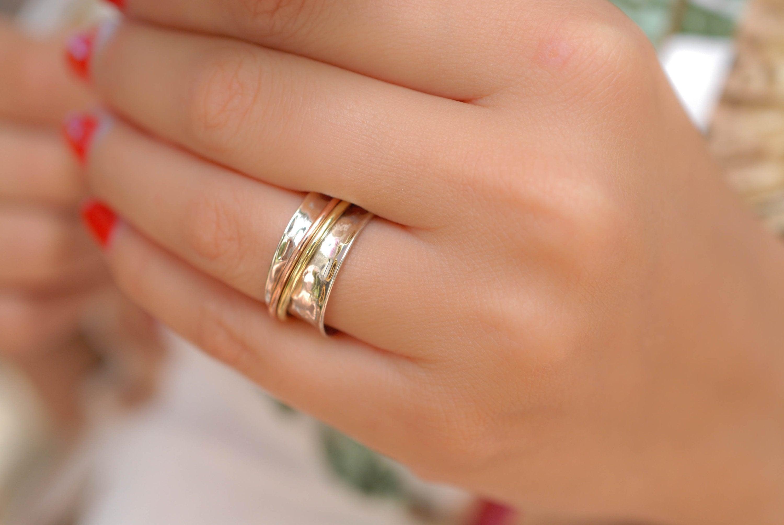 Spinner Ring ~Sterling Silver 925 & Copper & Bronze ~MS001 - Maresia Jewelry