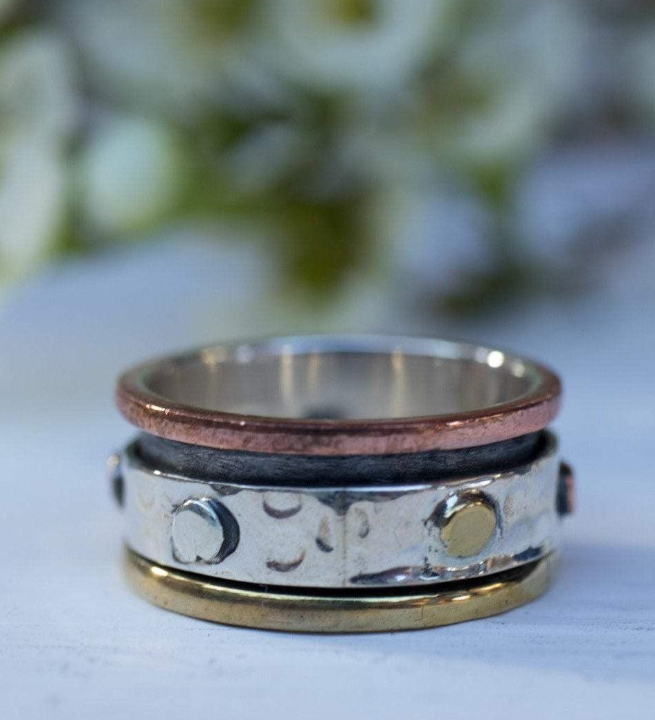 Spinner Ring~Sterling Silver 925 & Copper & Bronze~MS018 - Maresia Jewelry