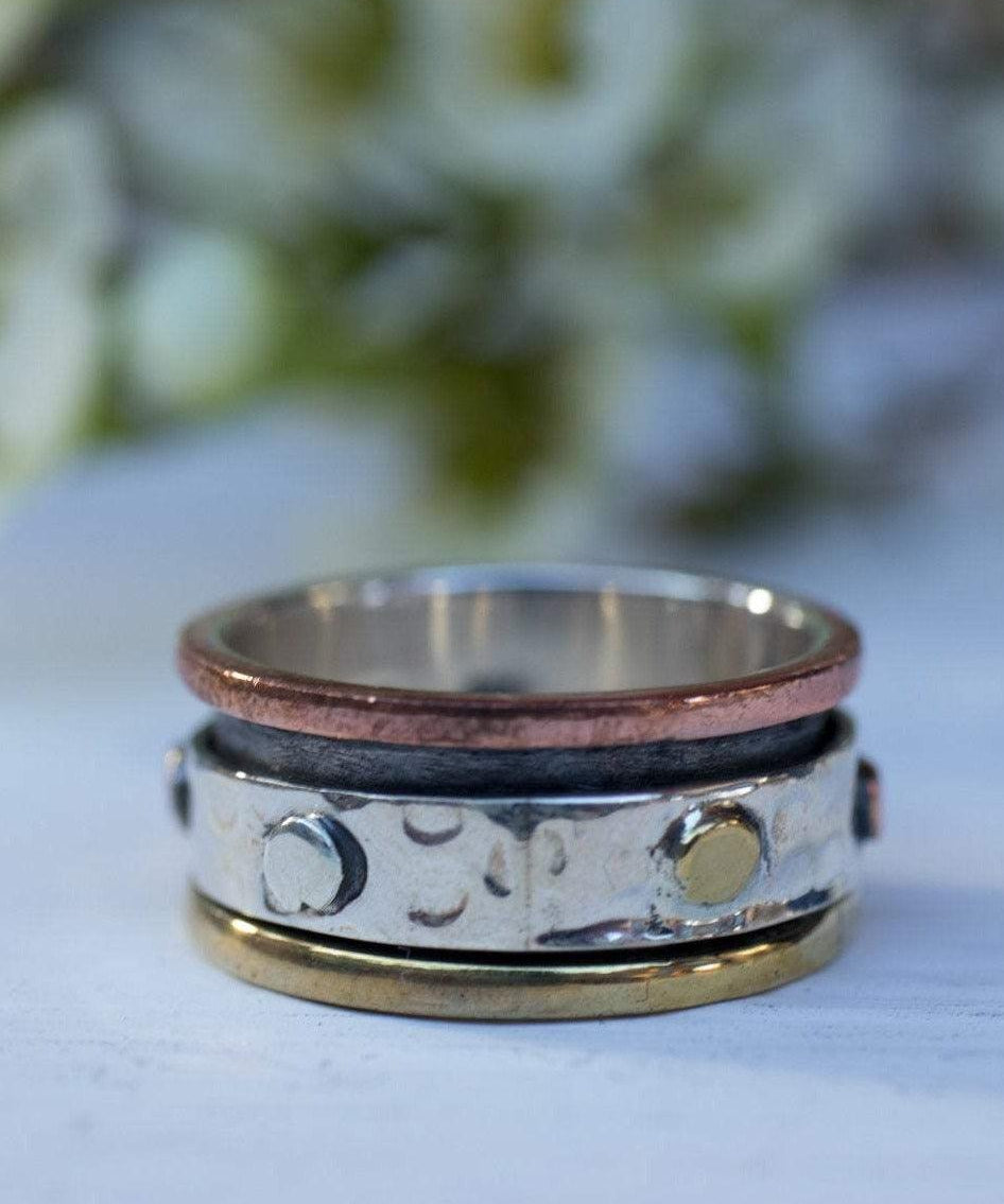 Spinner Ring~Sterling Silver 925 & Copper & Bronze~MS018 - Maresia Jewelry
