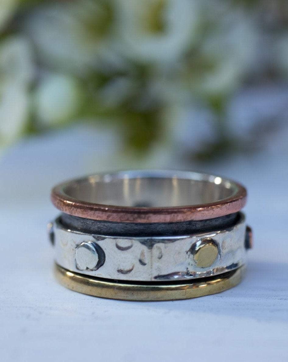 Spinner Ring~Sterling Silver 925 & Copper & Bronze~MS018 - Maresia Jewelry