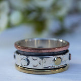 Spinner Ring~Sterling Silver 925 & Copper & Bronze~MS018 - Maresia Jewelry