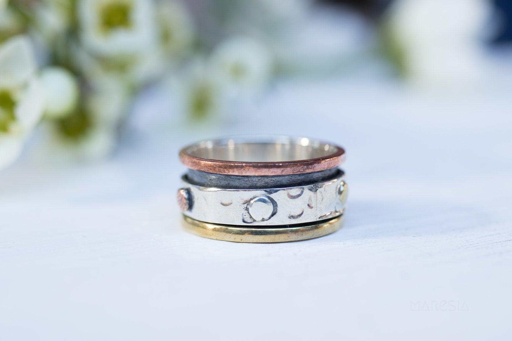 Spinner Ring~Sterling Silver 925 & Copper & Bronze~MS018 - Maresia Jewelry