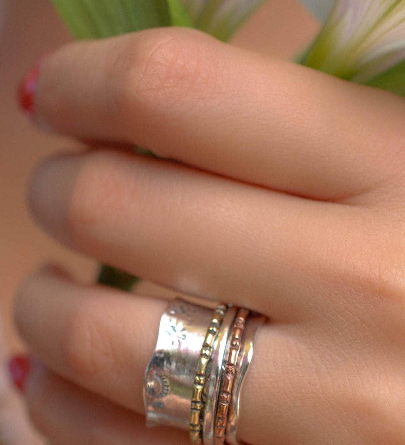 Spinner Ring~Sterling Silver 925 & Copper & Bronze ~MS001 - Maresia Jewelry