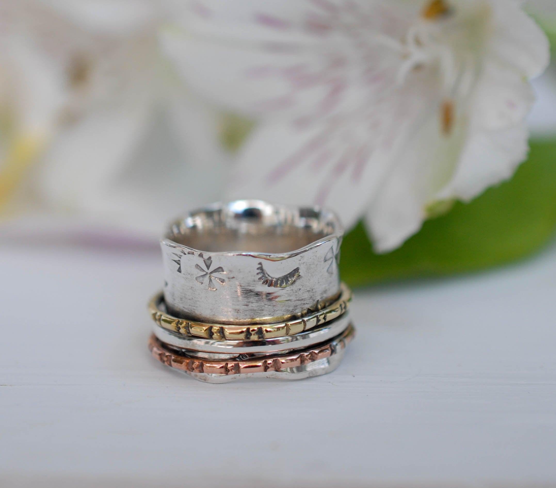 Spinner Ring~Sterling Silver 925 & Copper & Bronze ~MS001 - Maresia Jewelry