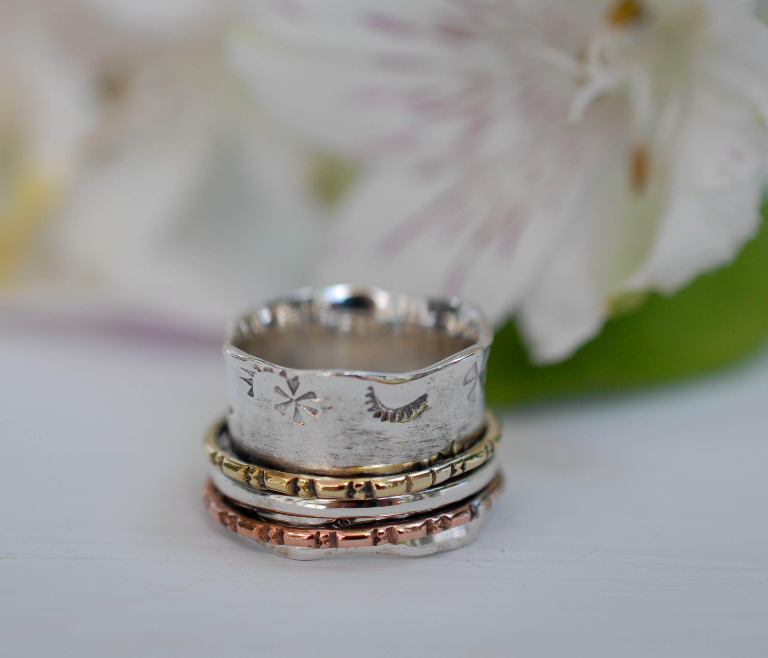 Spinner Ring~Sterling Silver 925 & Copper & Bronze ~MS001 - Maresia Jewelry