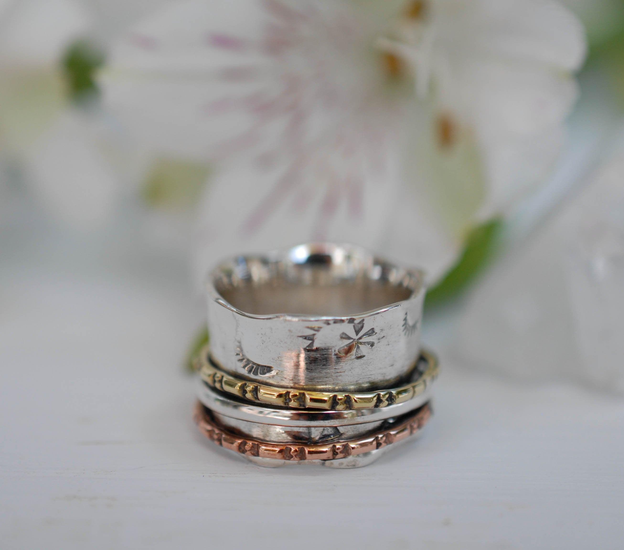 Spinner Ring~Sterling Silver 925 & Copper & Bronze ~MS001 - Maresia Jewelry