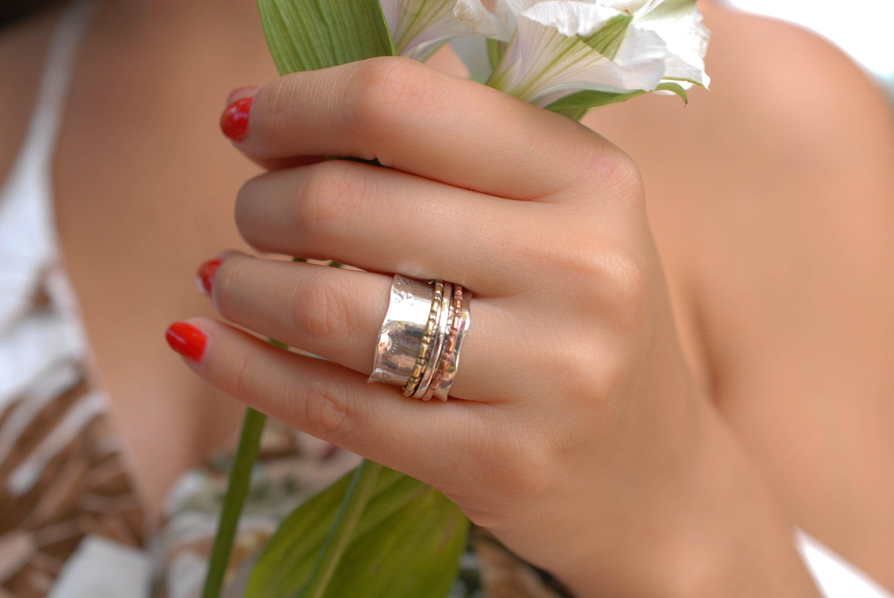 Spinner Ring~Sterling Silver 925 & Copper & Bronze ~MS001 - Maresia Jewelry