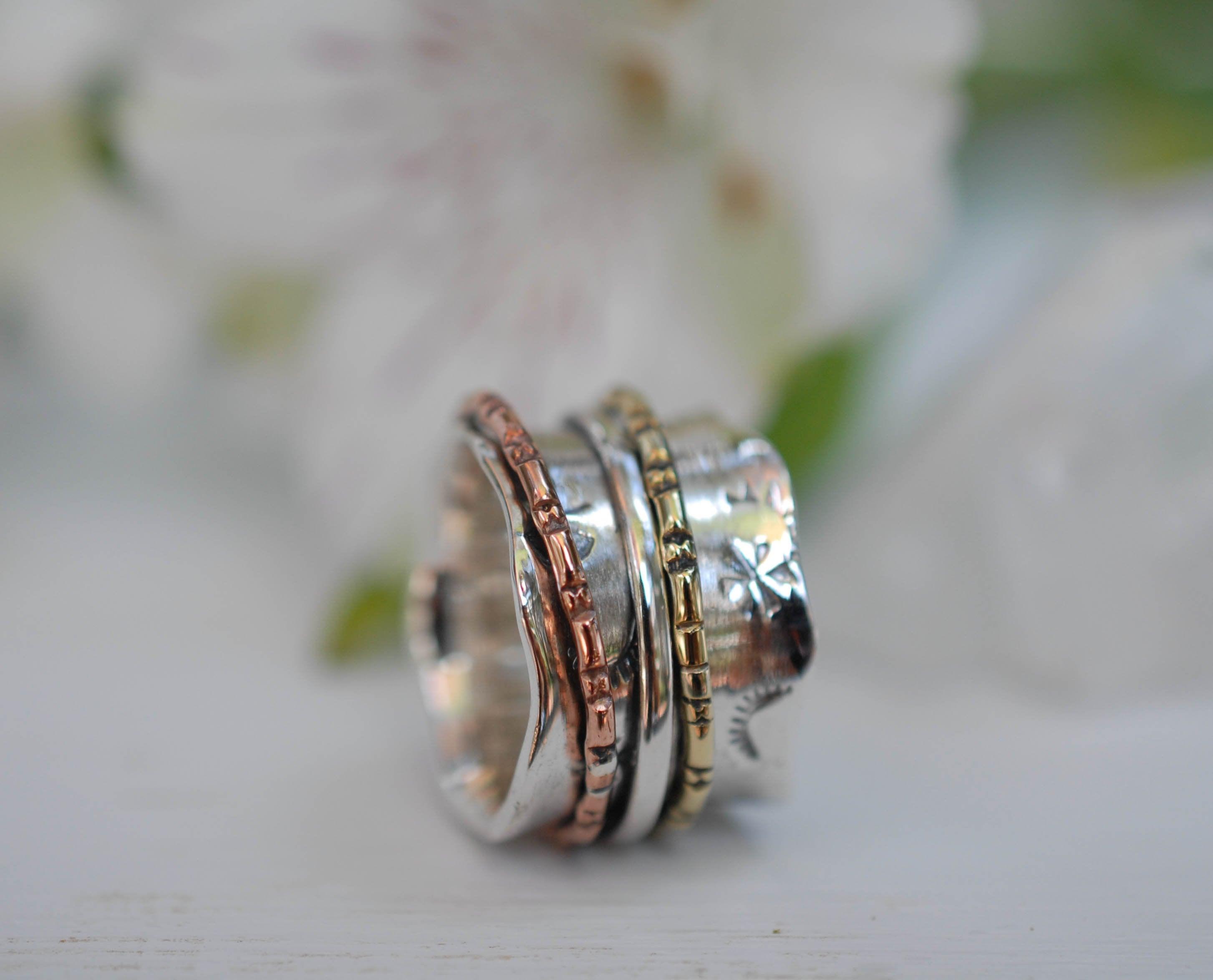 Spinner Ring~Sterling Silver 925 & Copper & Bronze ~MS001 - Maresia Jewelry