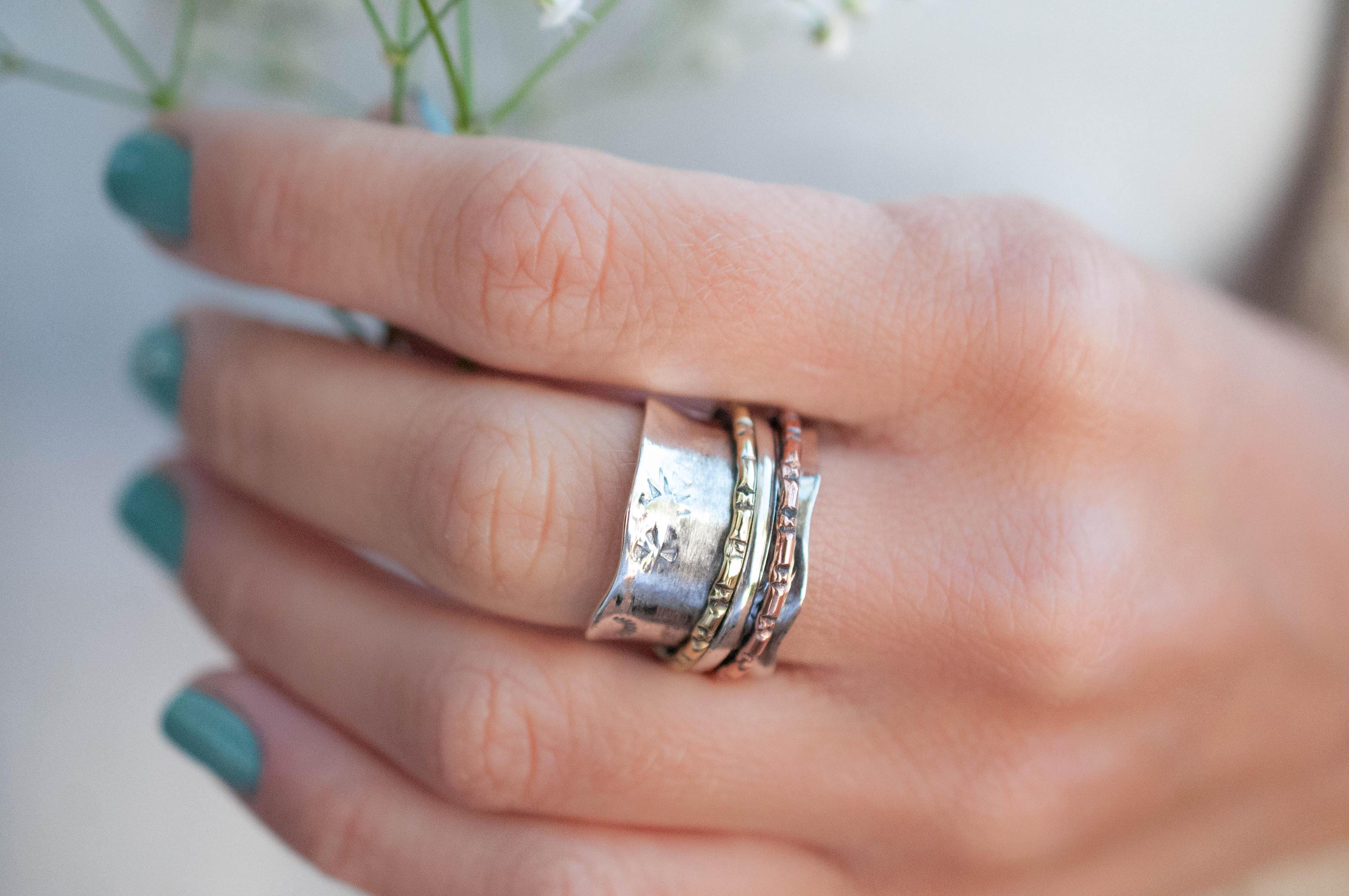 Spinner Ring~Sterling Silver 925 & Copper & Bronze ~MS001 - Maresia Jewelry