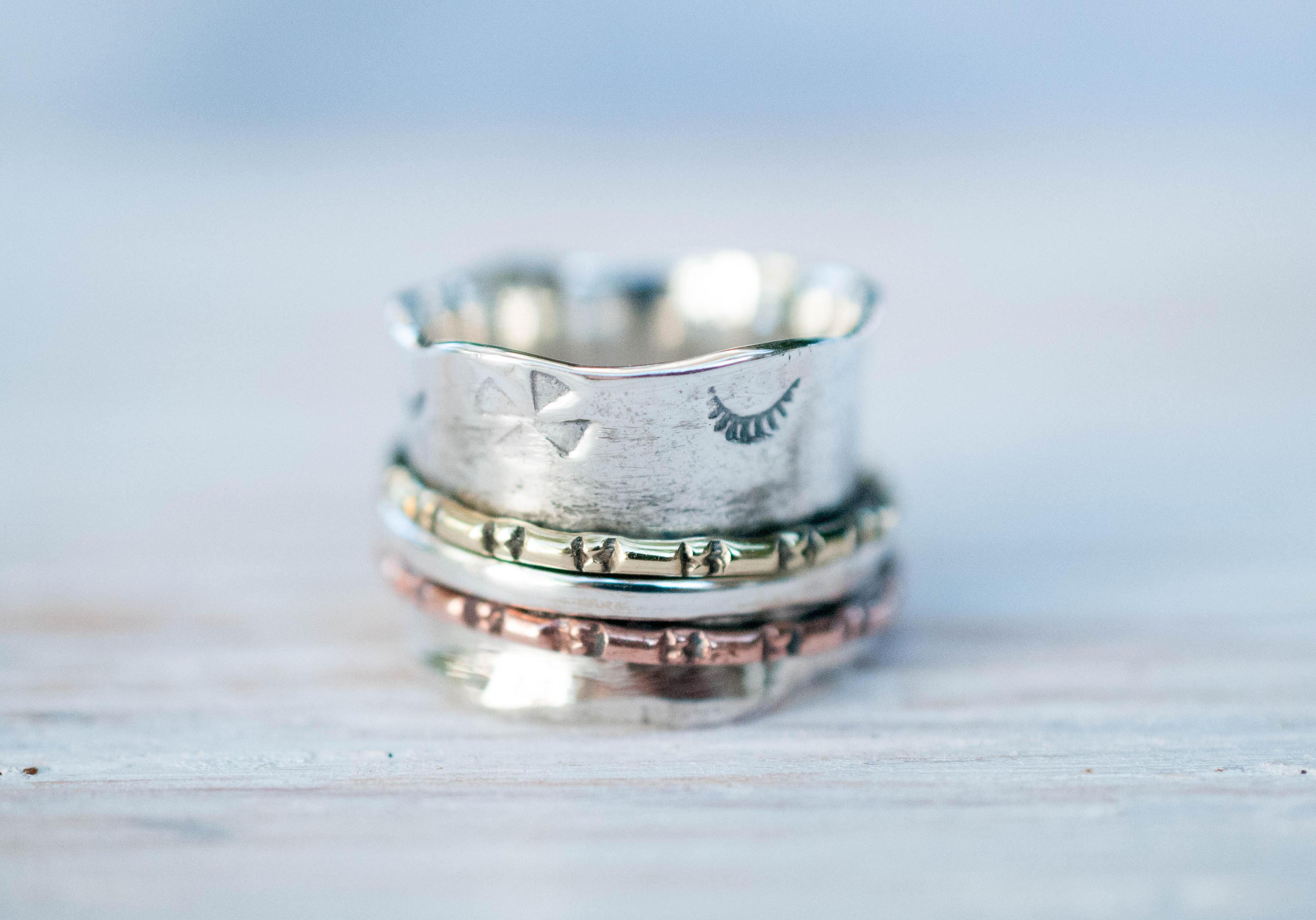 Spinner Ring~Sterling Silver 925 & Copper & Bronze ~MS001 - Maresia Jewelry