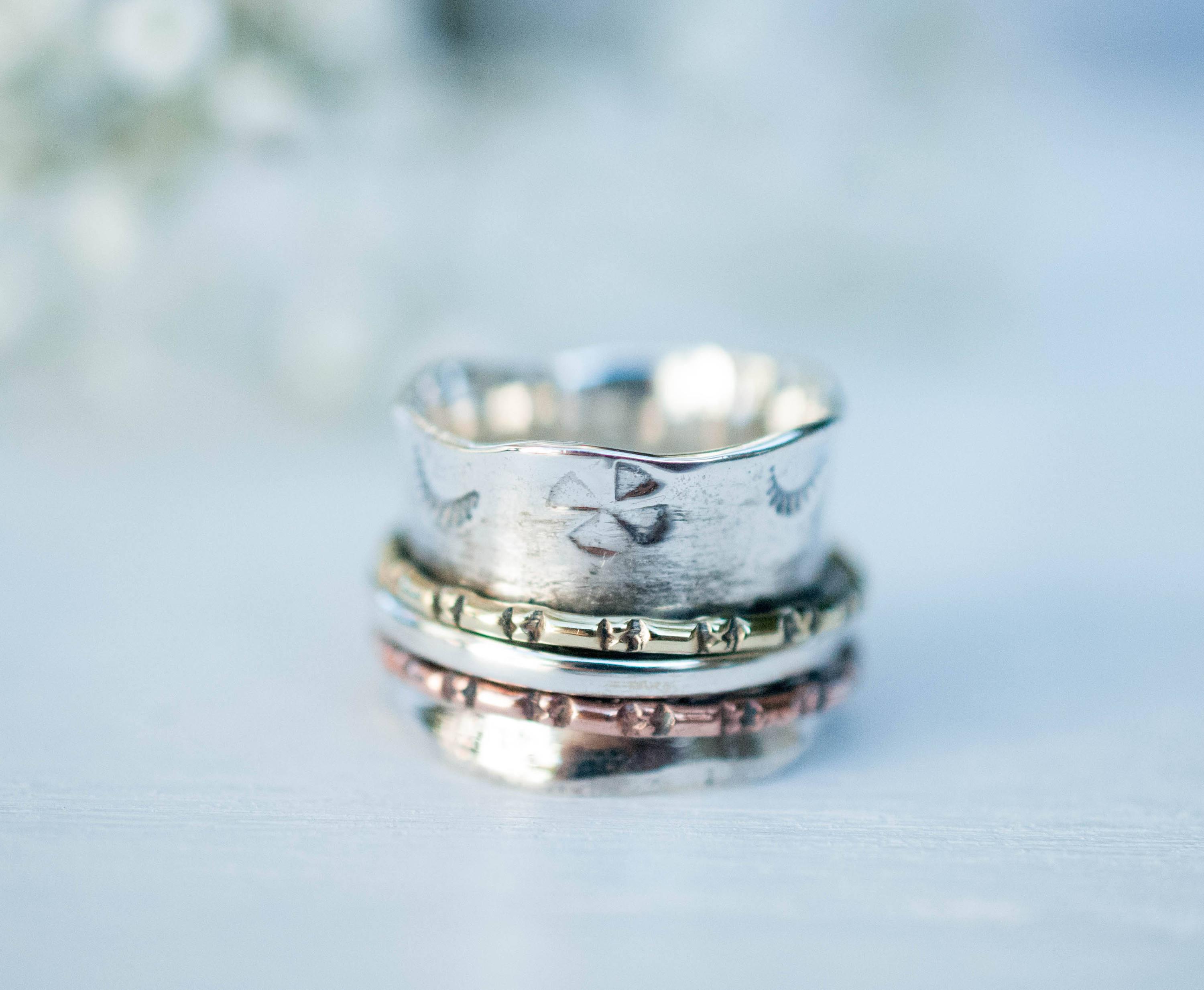 Spinner Ring~Sterling Silver 925 & Copper & Bronze ~MS001 - Maresia Jewelry