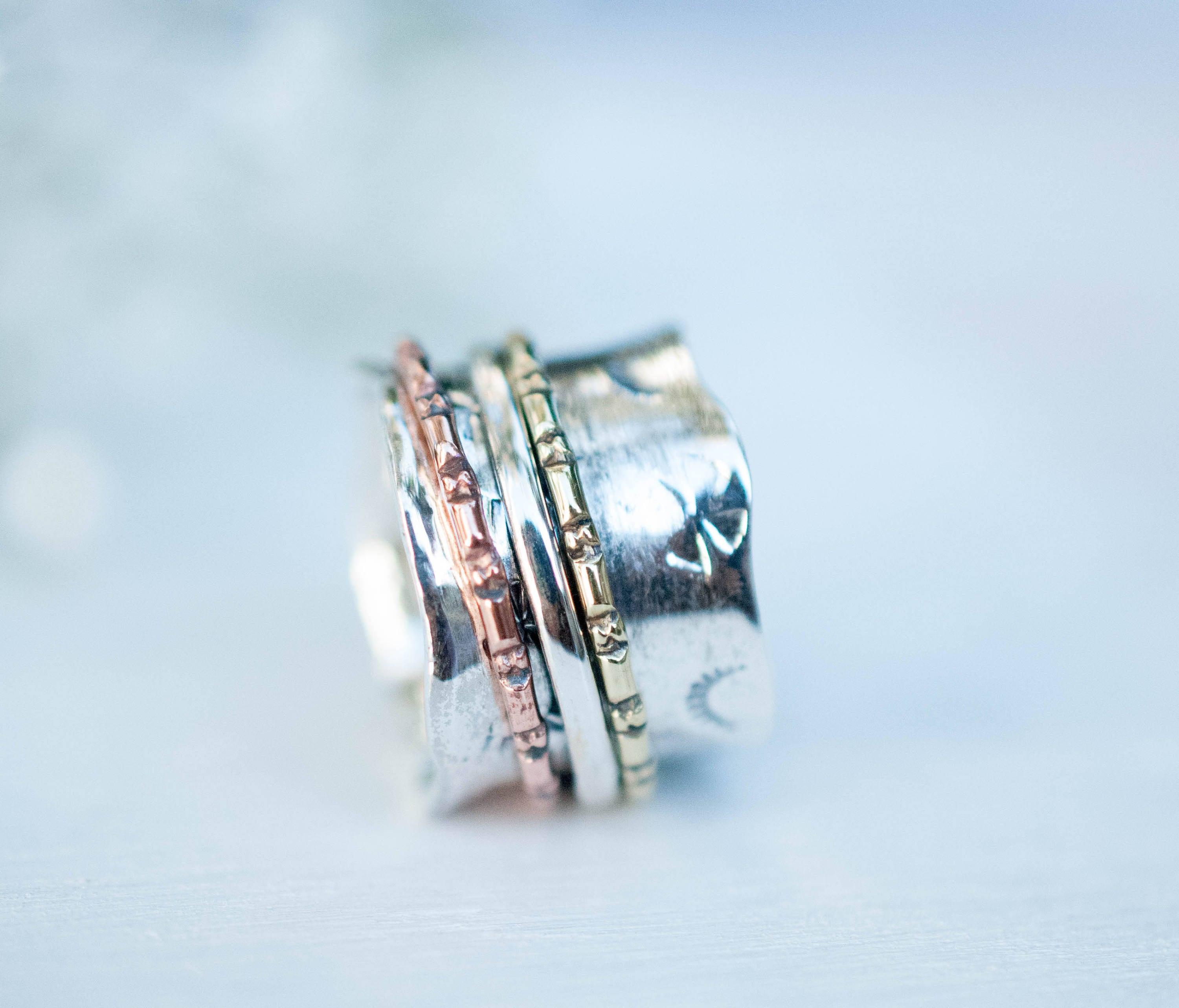 Spinner Ring~Sterling Silver 925 & Copper & Bronze ~MS001 - Maresia Jewelry