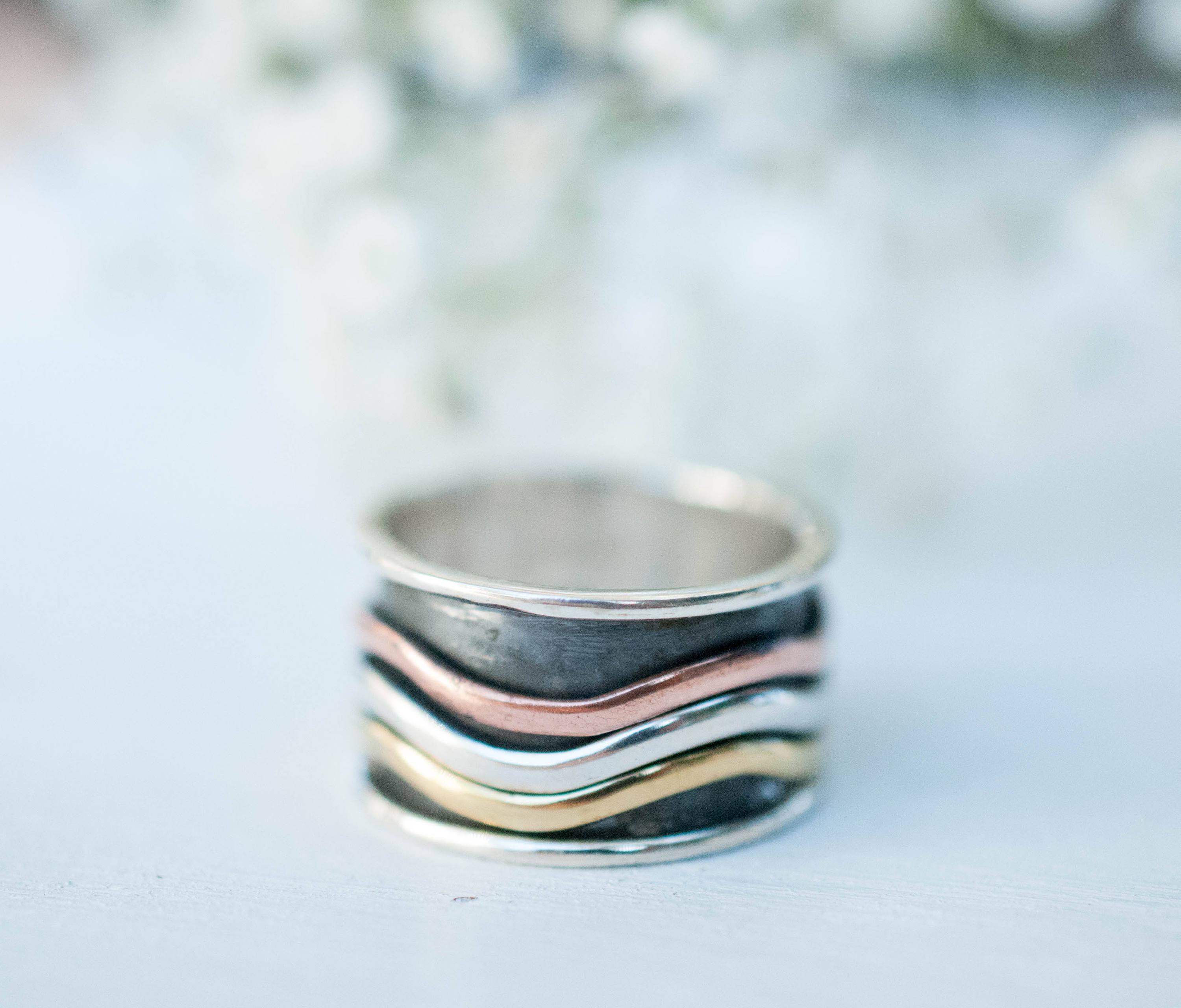 Spinner Ring~Sterling Silver 925 & Copper & Bronze~MS008 - Maresia Jewelry