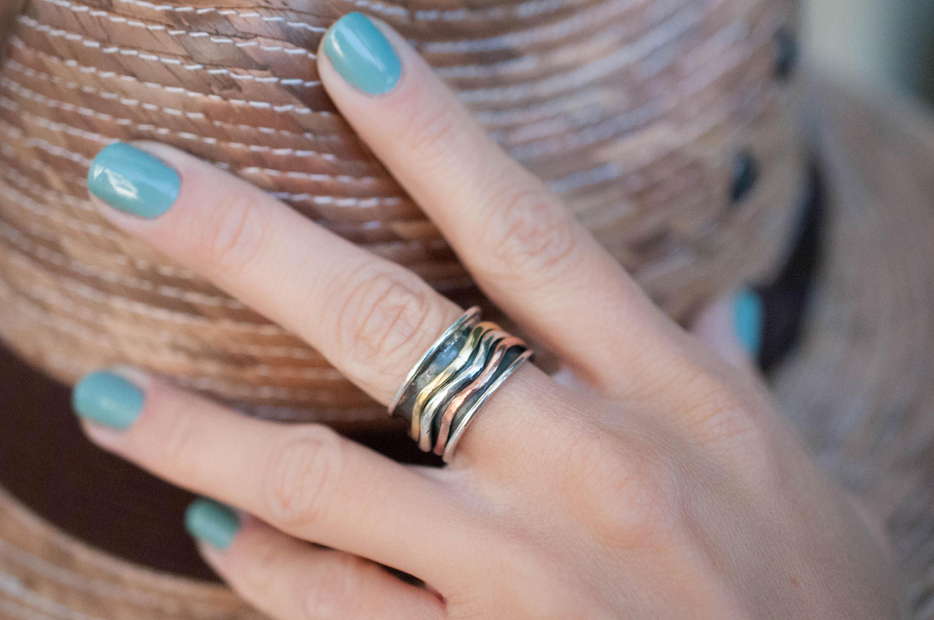 Spinner Ring~Sterling Silver 925 & Copper & Bronze~MS008 - Maresia Jewelry