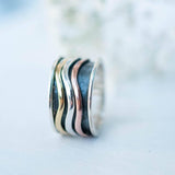 Spinner Ring~Sterling Silver 925 & Copper & Bronze~MS008 - Maresia Jewelry