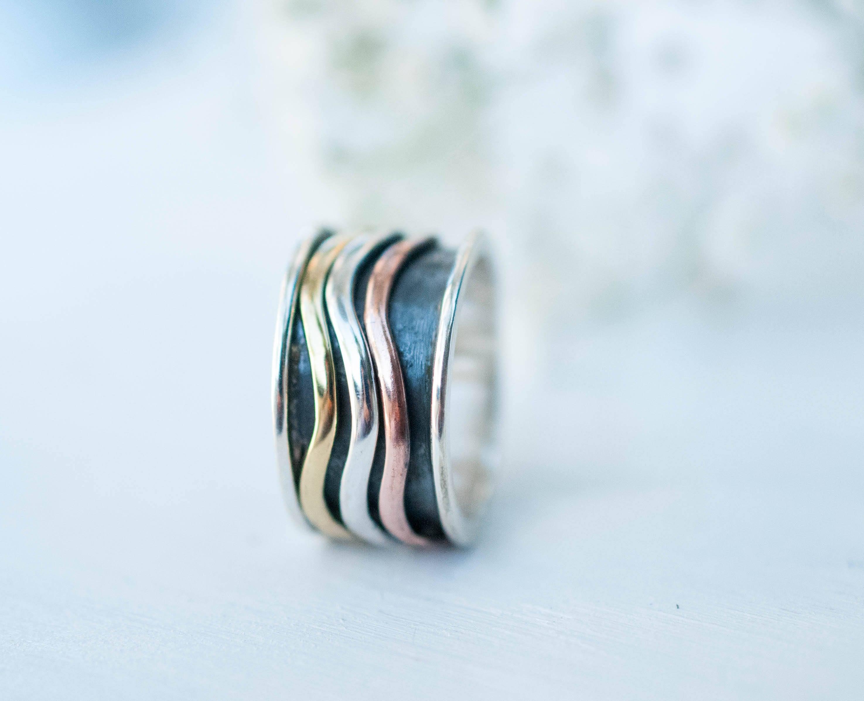 Spinner Ring~Sterling Silver 925 & Copper & Bronze~MS008 - Maresia Jewelry