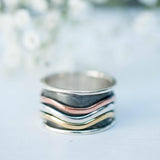 Spinner Ring~Sterling Silver 925 & Copper & Bronze~MS008 - Maresia Jewelry