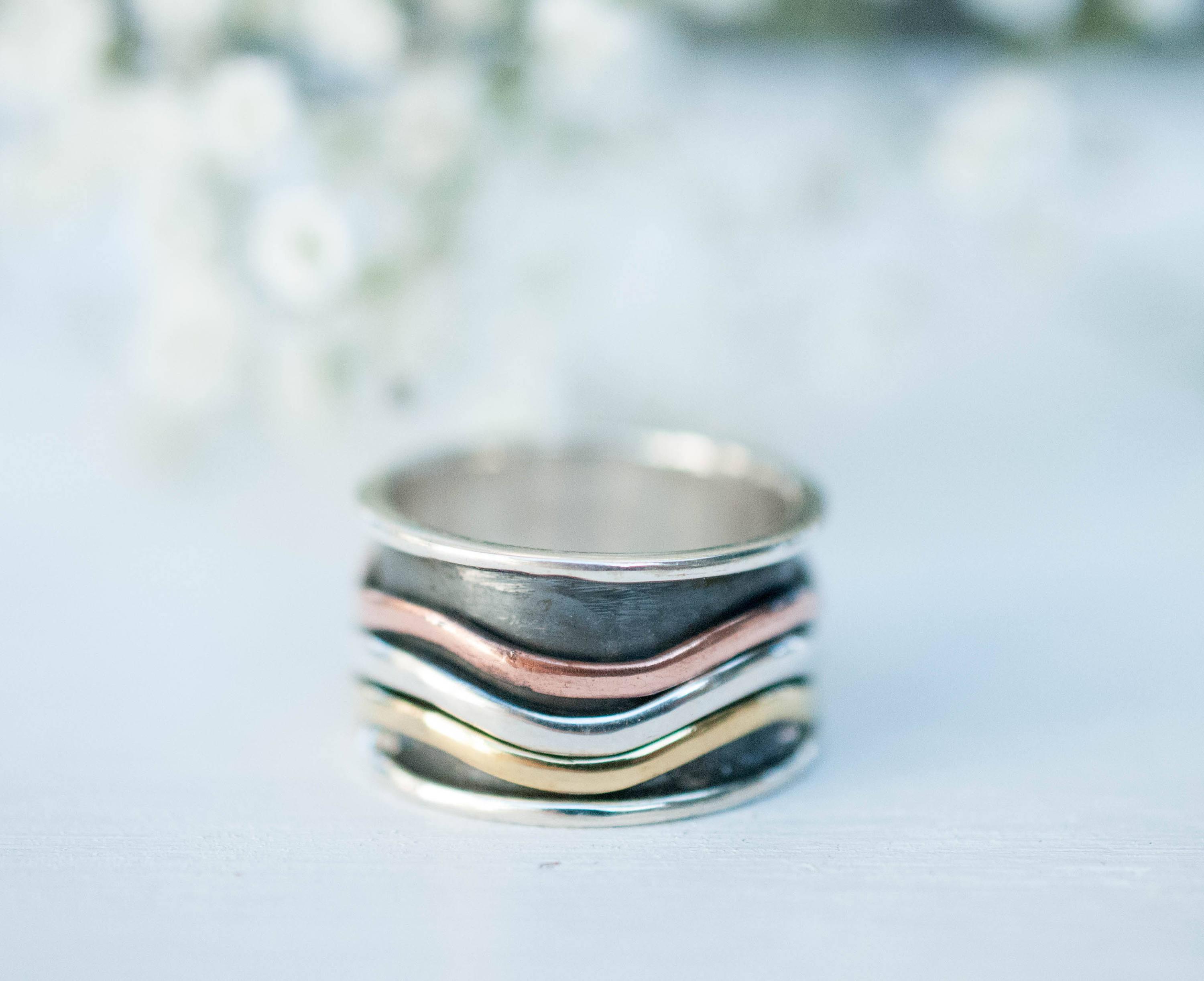 Spinner Ring~Sterling Silver 925 & Copper & Bronze~MS008 - Maresia Jewelry