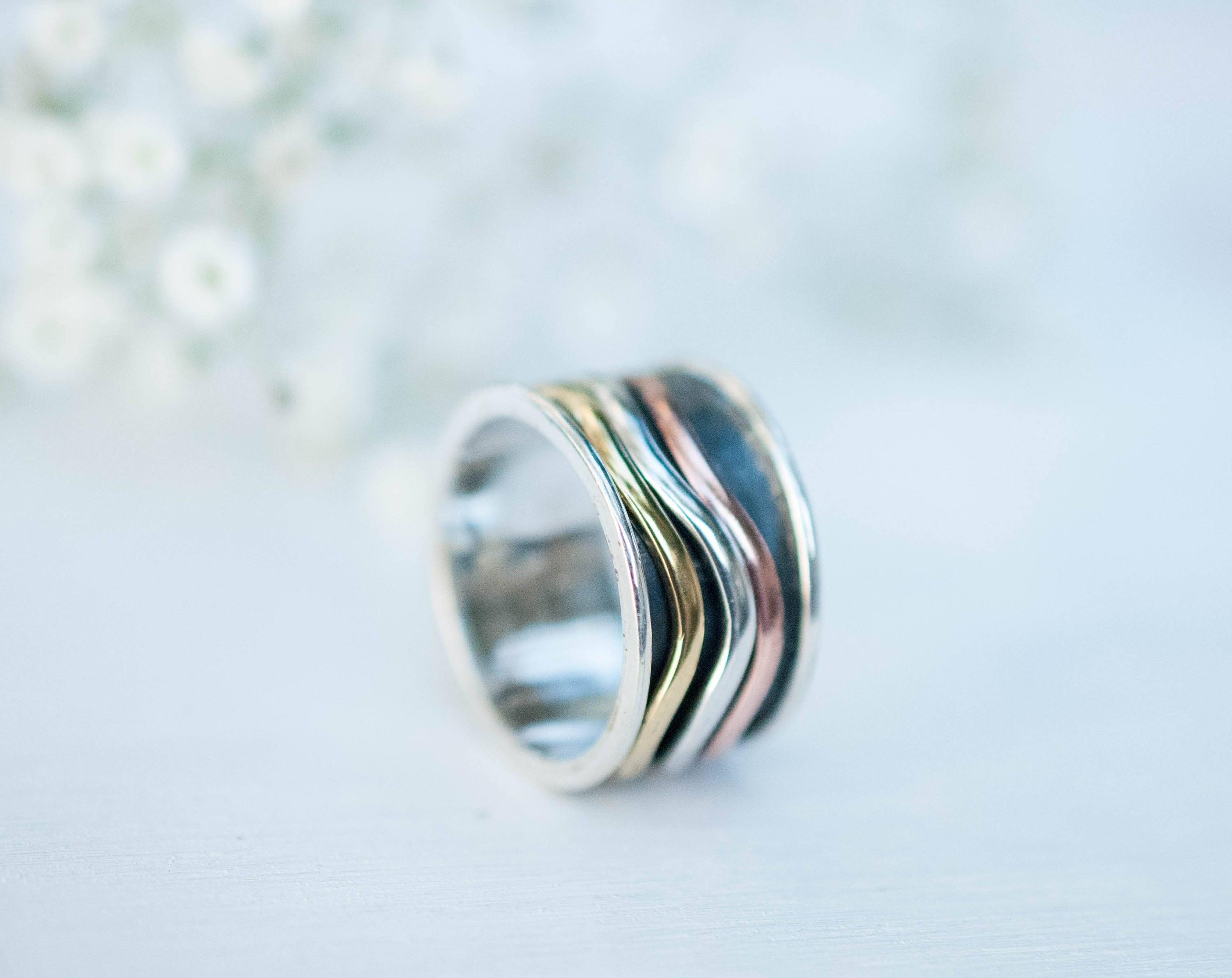 Spinner Ring~Sterling Silver 925 & Copper & Bronze~MS008 - Maresia Jewelry