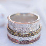 SALE Spinner Ring~Spinning ~Spin ~Meditation ~Anxiety ~Anti Stress~Large Band ~Sterling Silver 925 ~Handmade ~Mix Metals~Copper~Bronze~MS025