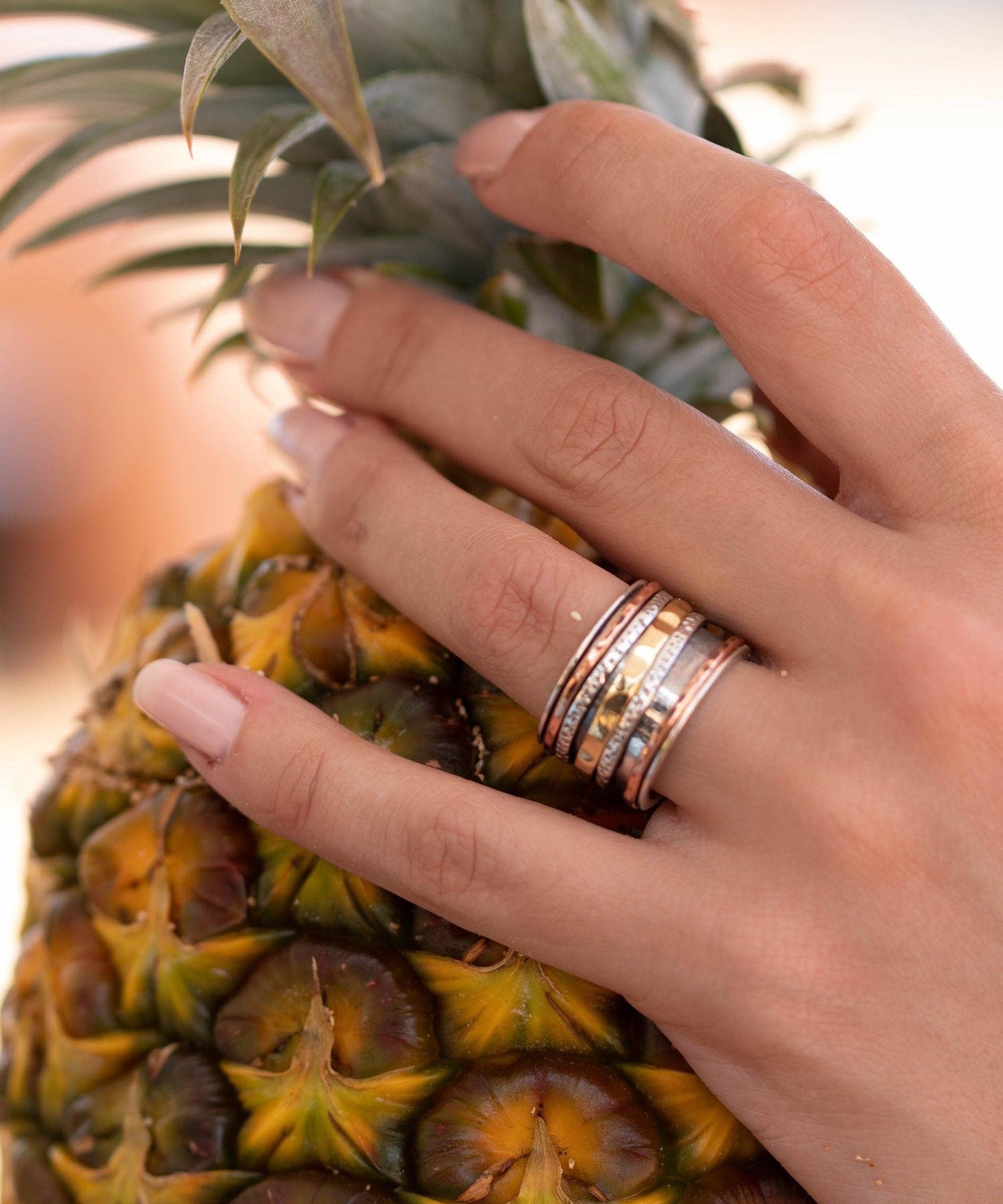 SALE Spinner Ring~Spinning ~Spin ~Meditation ~Anxiety ~Anti Stress~Large Band ~Sterling Silver 925 ~Handmade ~Mix Metals~Copper~Bronze