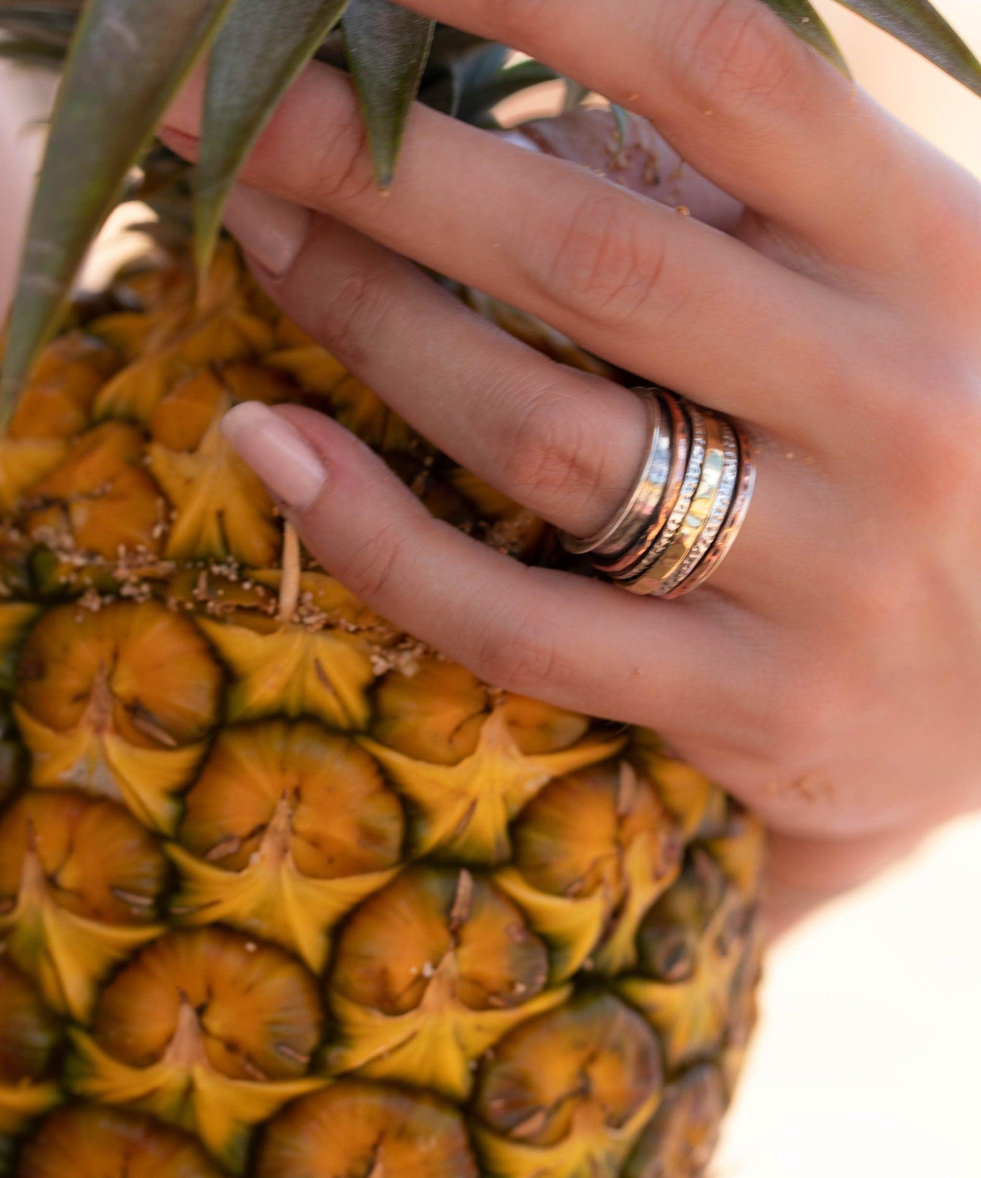 SALE Spinner Ring~Spinning ~Spin ~Meditation ~Anxiety ~Anti Stress~Large Band ~Sterling Silver 925 ~Handmade ~Mix Metals~Copper~Bronze