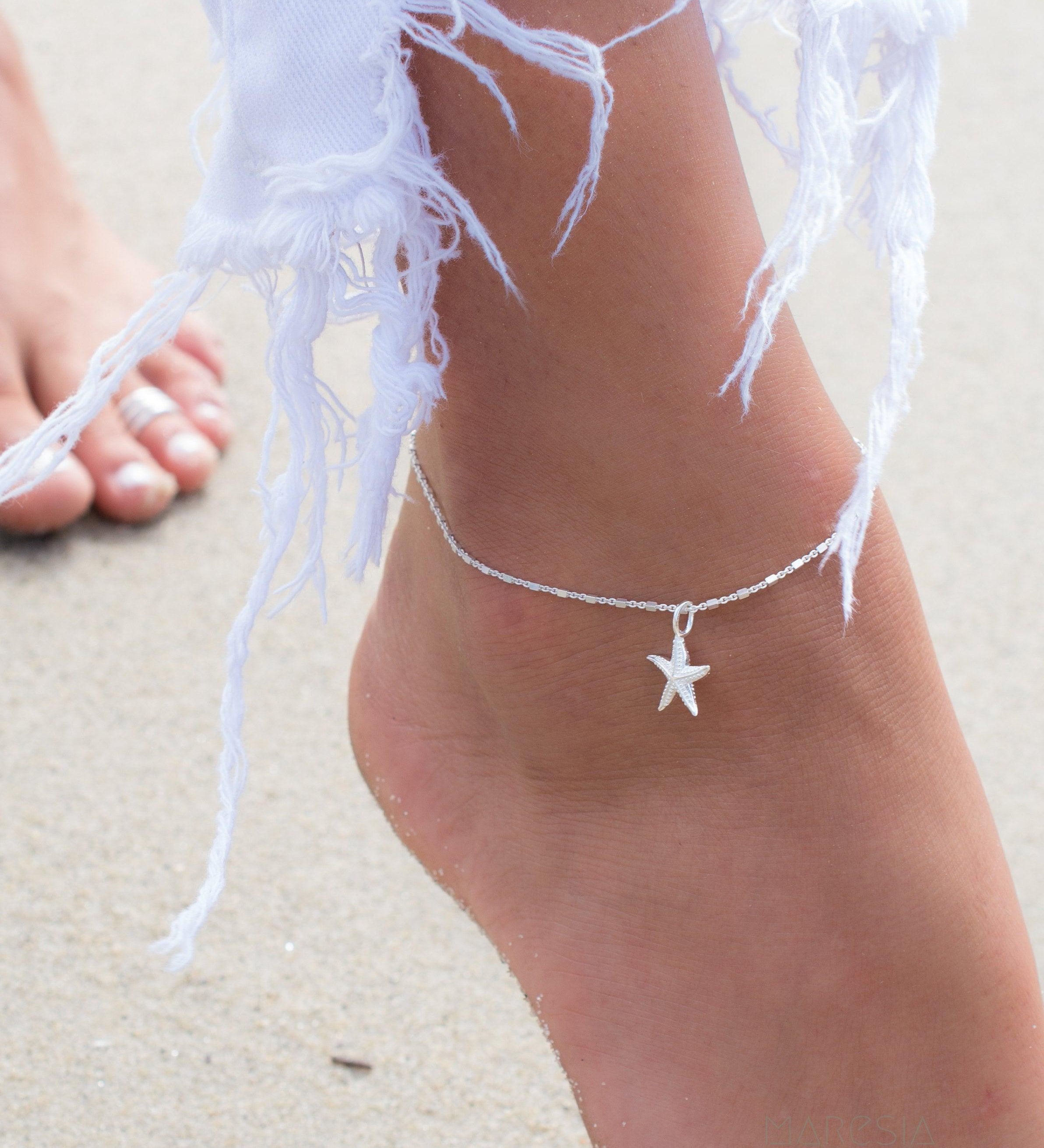 Star Fish Anklet Bracelet ~ Sterling Silver 925~ MA003 - Maresia Jewelry