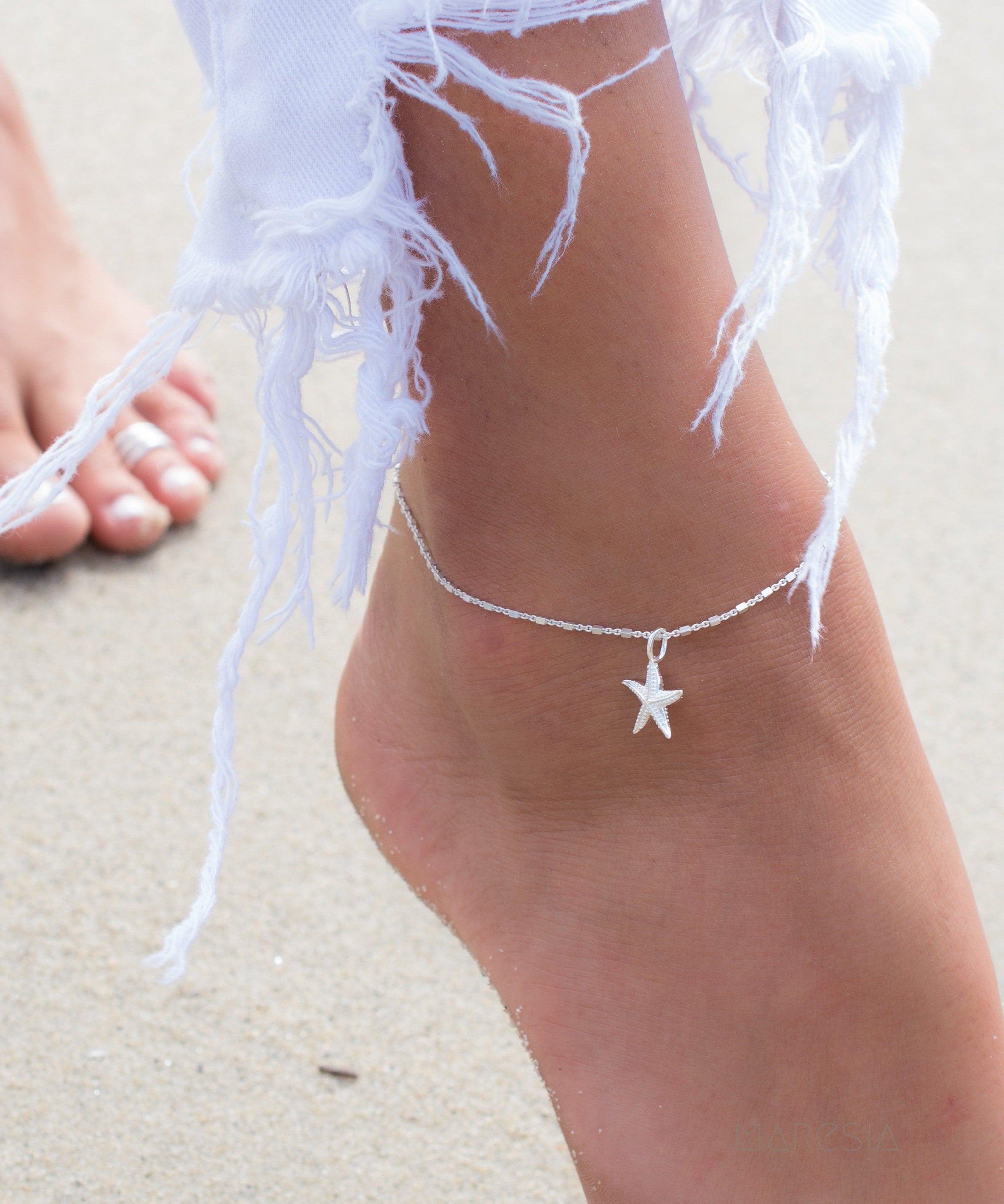 Star Fish Anklet Bracelet ~ Sterling Silver 925~ MA003 - Maresia Jewelry