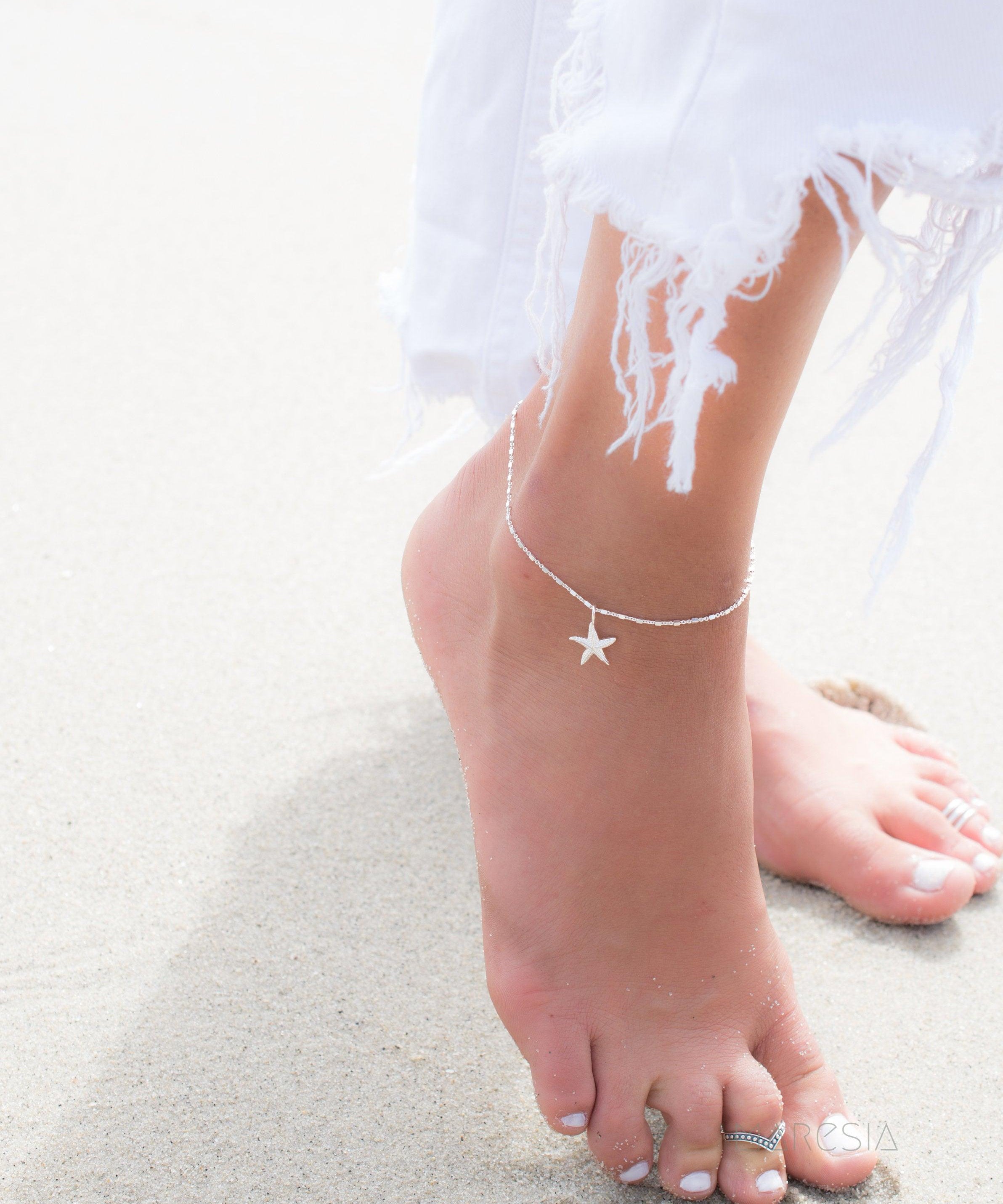 Star Fish Anklet Bracelet ~ Sterling Silver 925~ MA003 - Maresia Jewelry
