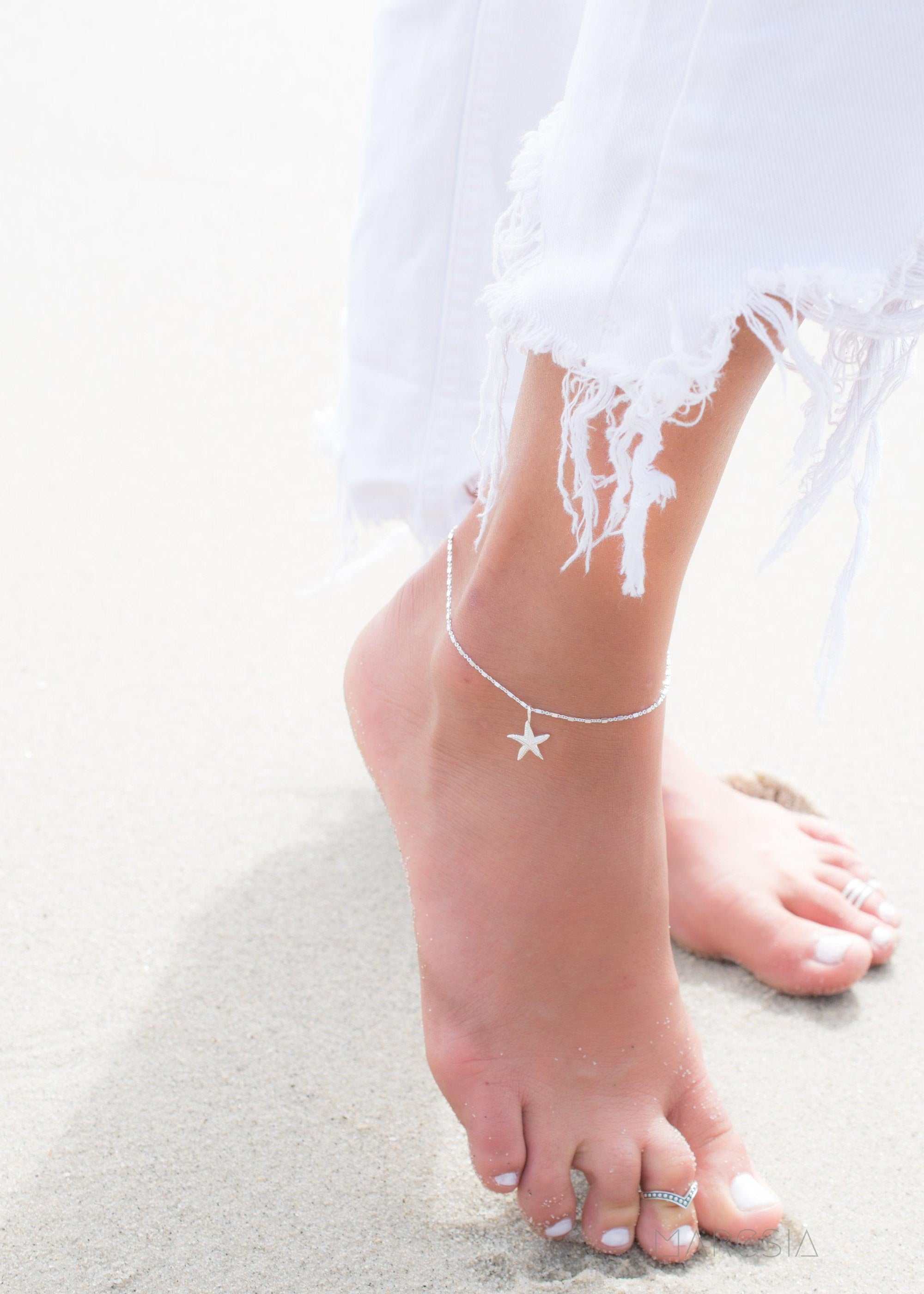 Star Fish Anklet Bracelet ~ Sterling Silver 925~ MA003 - Maresia Jewelry