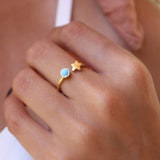 Star Turquoise Ring  ~ 18k Gold Plated  ~MR058 - Maresia Jewelry