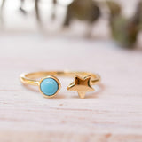 Star Turquoise Ring  ~ 18k Gold Plated  ~MR058 - Maresia Jewelry