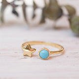 Star Turquoise Ring  ~ 18k Gold Plated  ~MR058 - Maresia Jewelry
